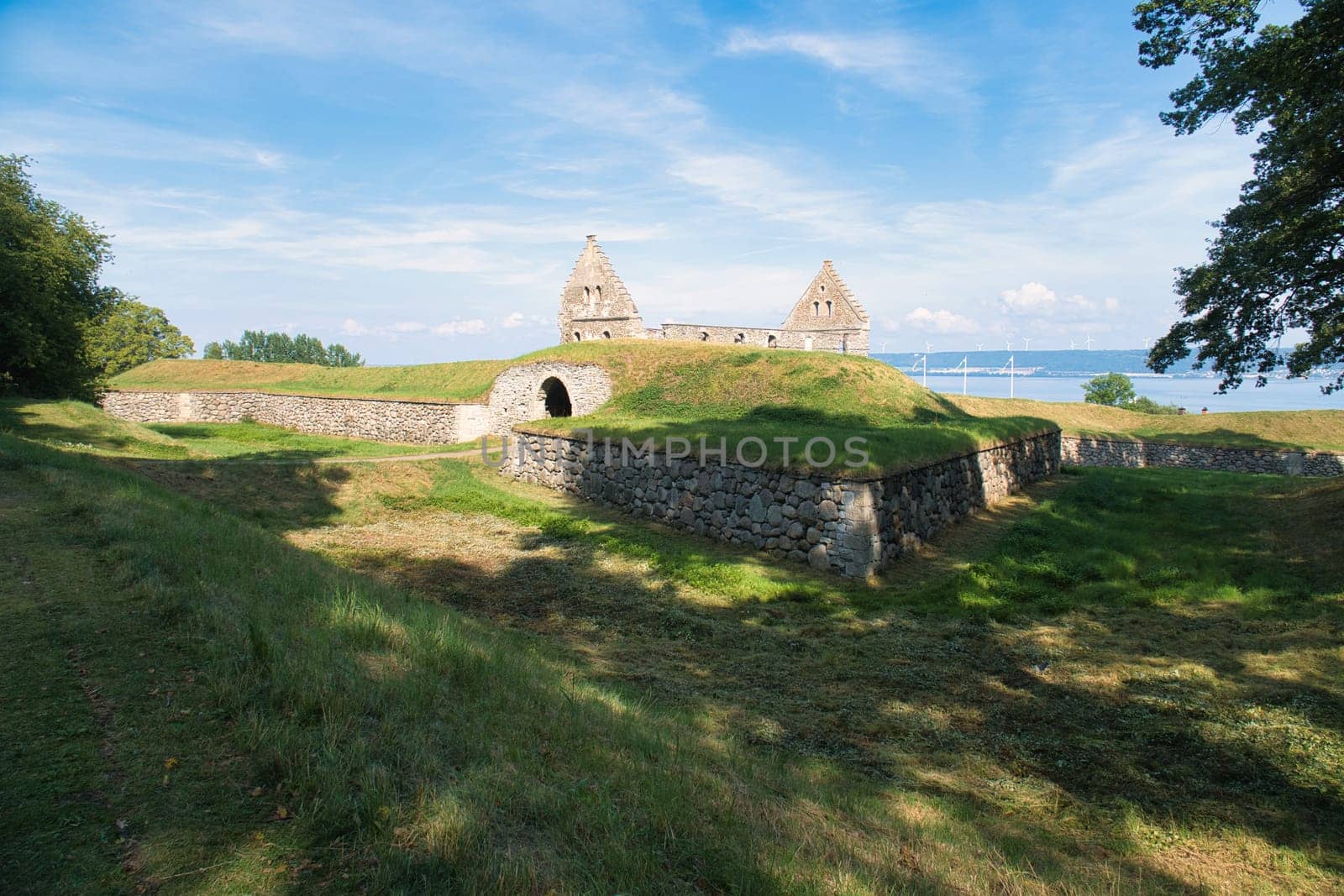 Visingsborg Castle in Sweden on the island of Visingsö in Lake Vätterm. Ruin from the Middle Ages from the Swedish king. Landscape photo