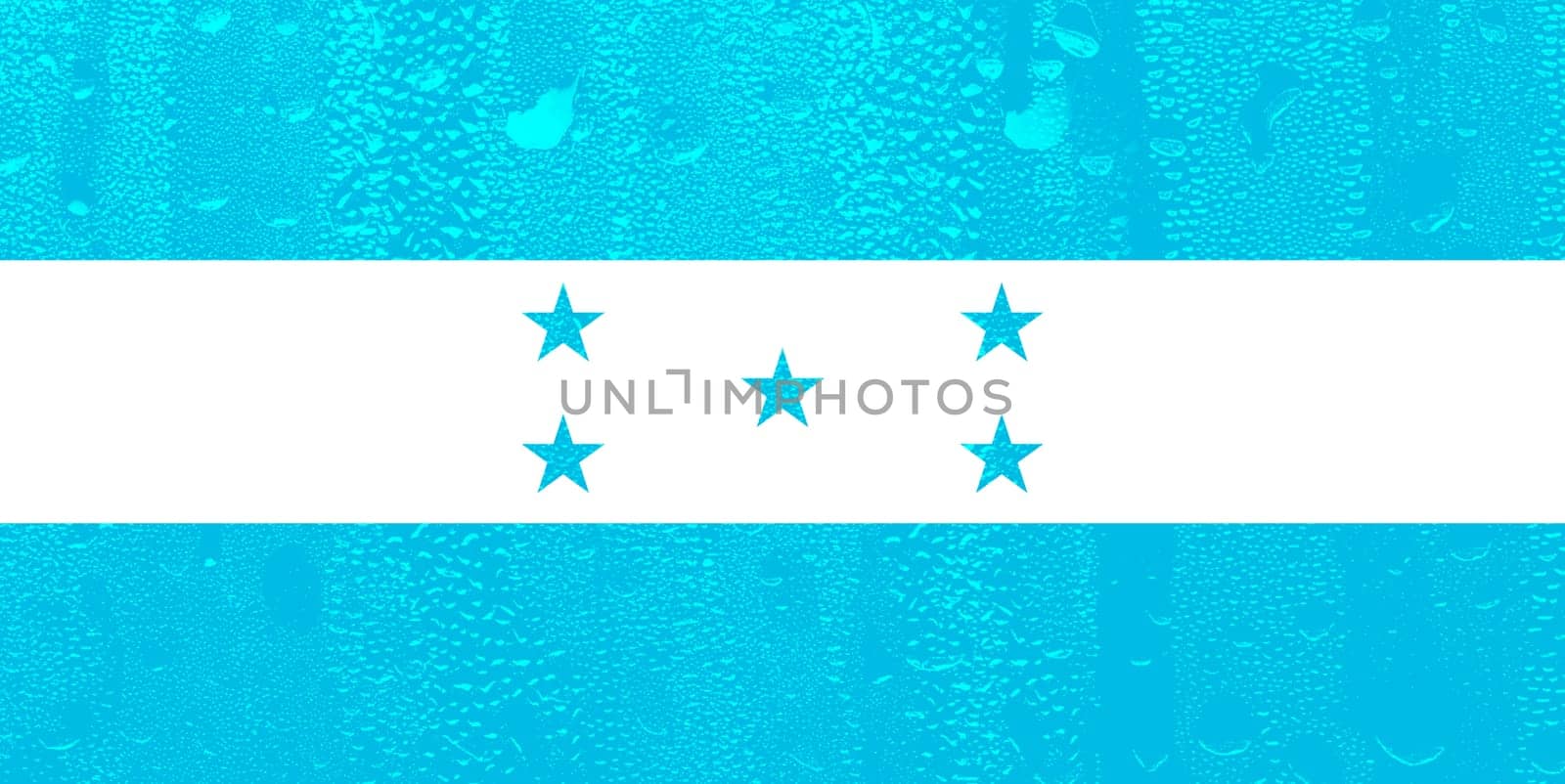 3D Flag of Honduras on a glass with water drop background. It is a flag that was introduced in 2022.