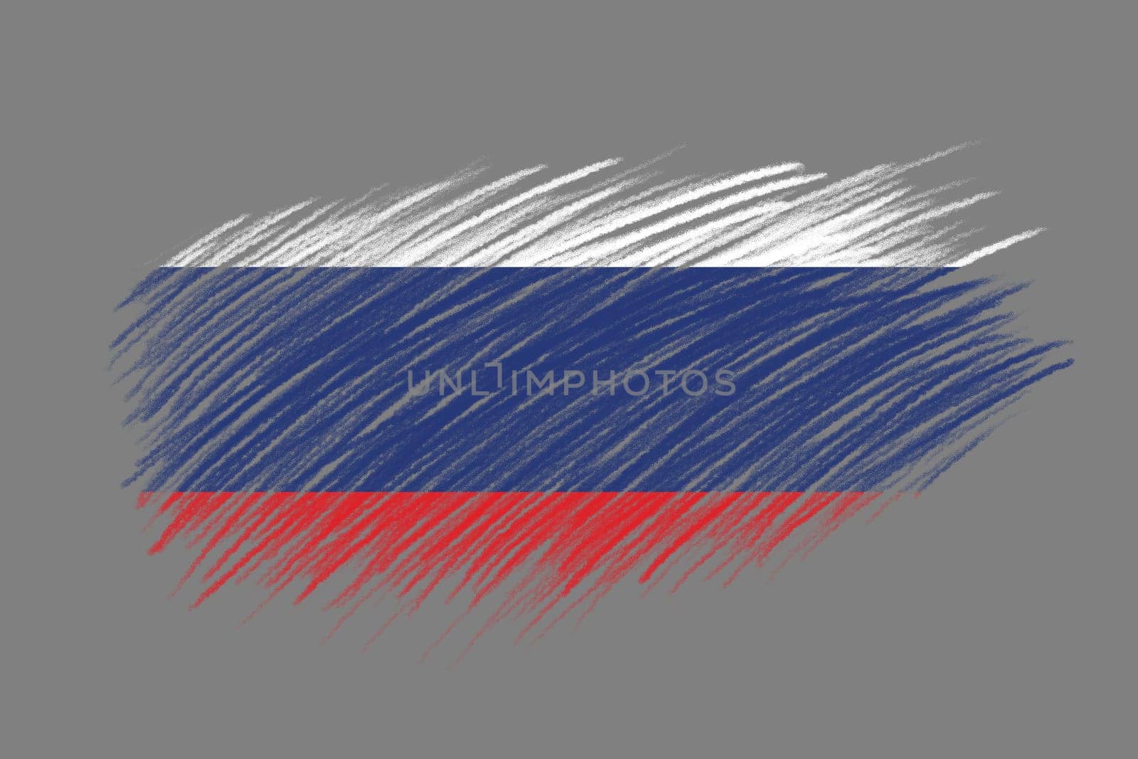 3D Flag of Russia on vintage style brush background.