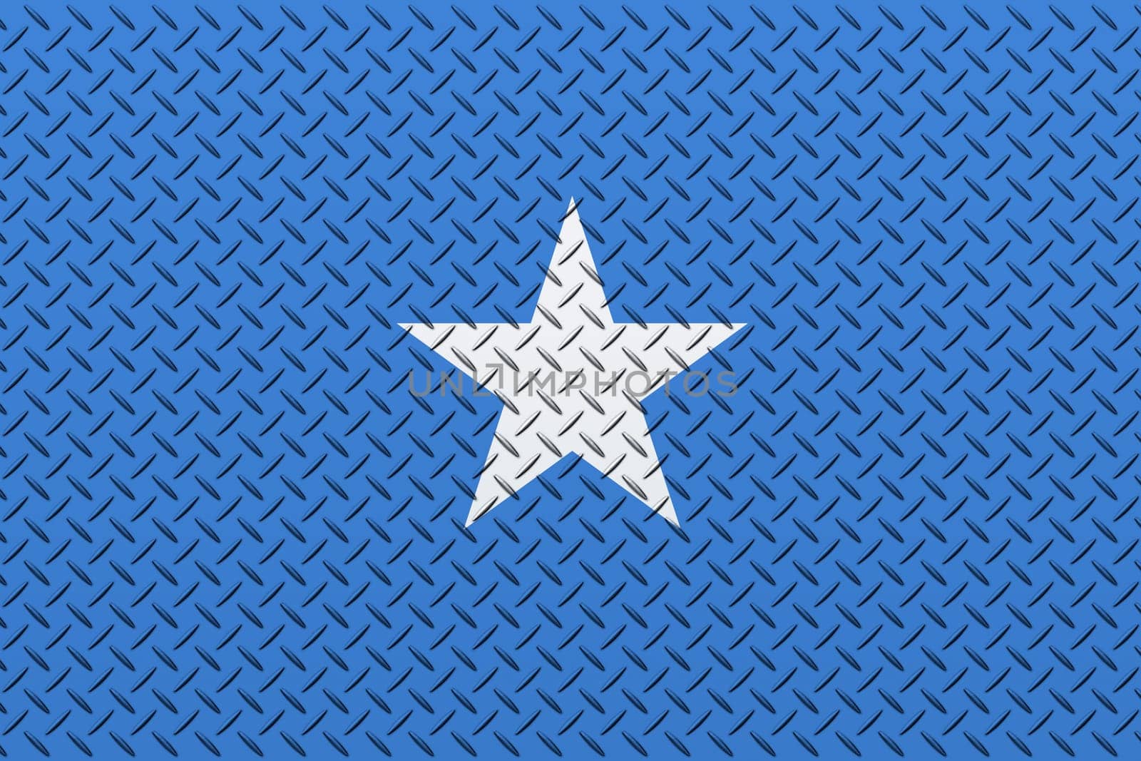 3D Flag of Somalia on a metal wall background.
