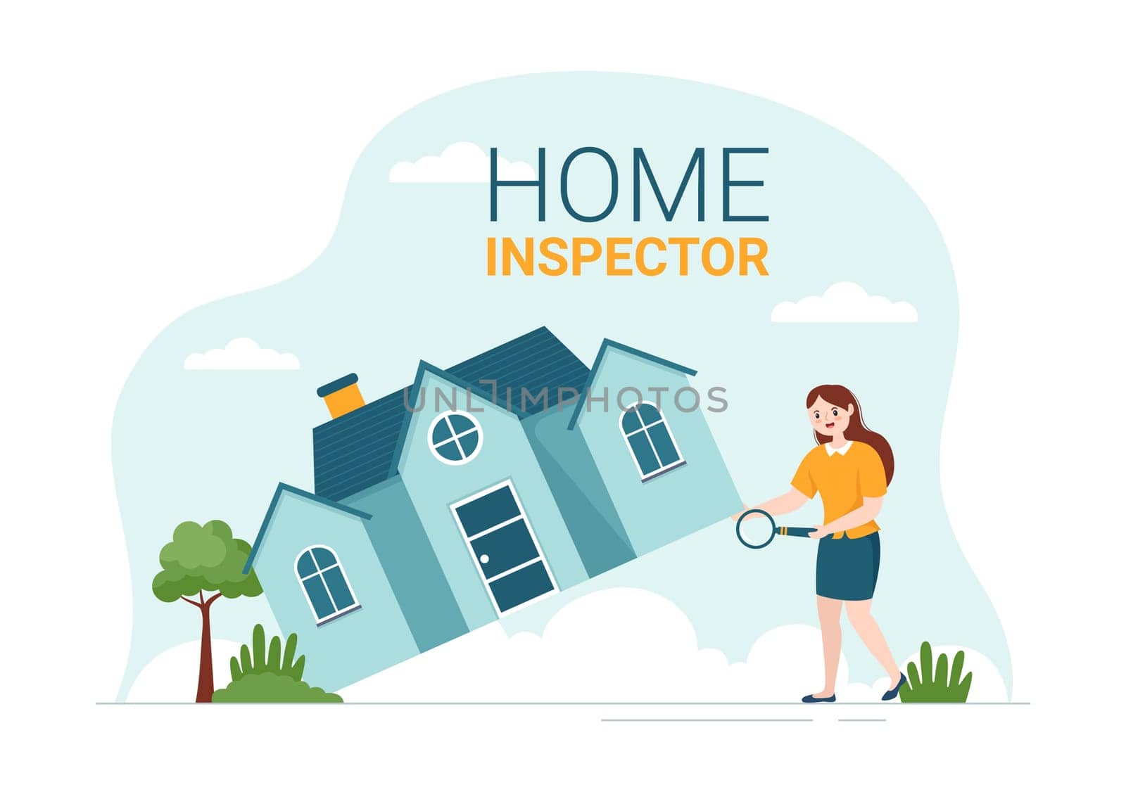 Home Inspector Checks the Condition of the House and Writes a Report for Maintenance Rent Search on Flat Cartoon Hand Drawn Template Illustration