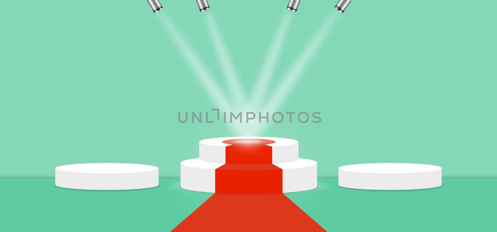 Beach Glass color abstract with stage podium and lighting display platform, modern studio, wall scene fashion, stage podium scene with for Award Ceremony and colorful presentation simple art spotlight summer banner. 3D rendering.