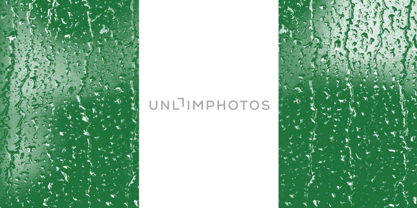 3D Flag of Nigeria on a glass with water drop background.