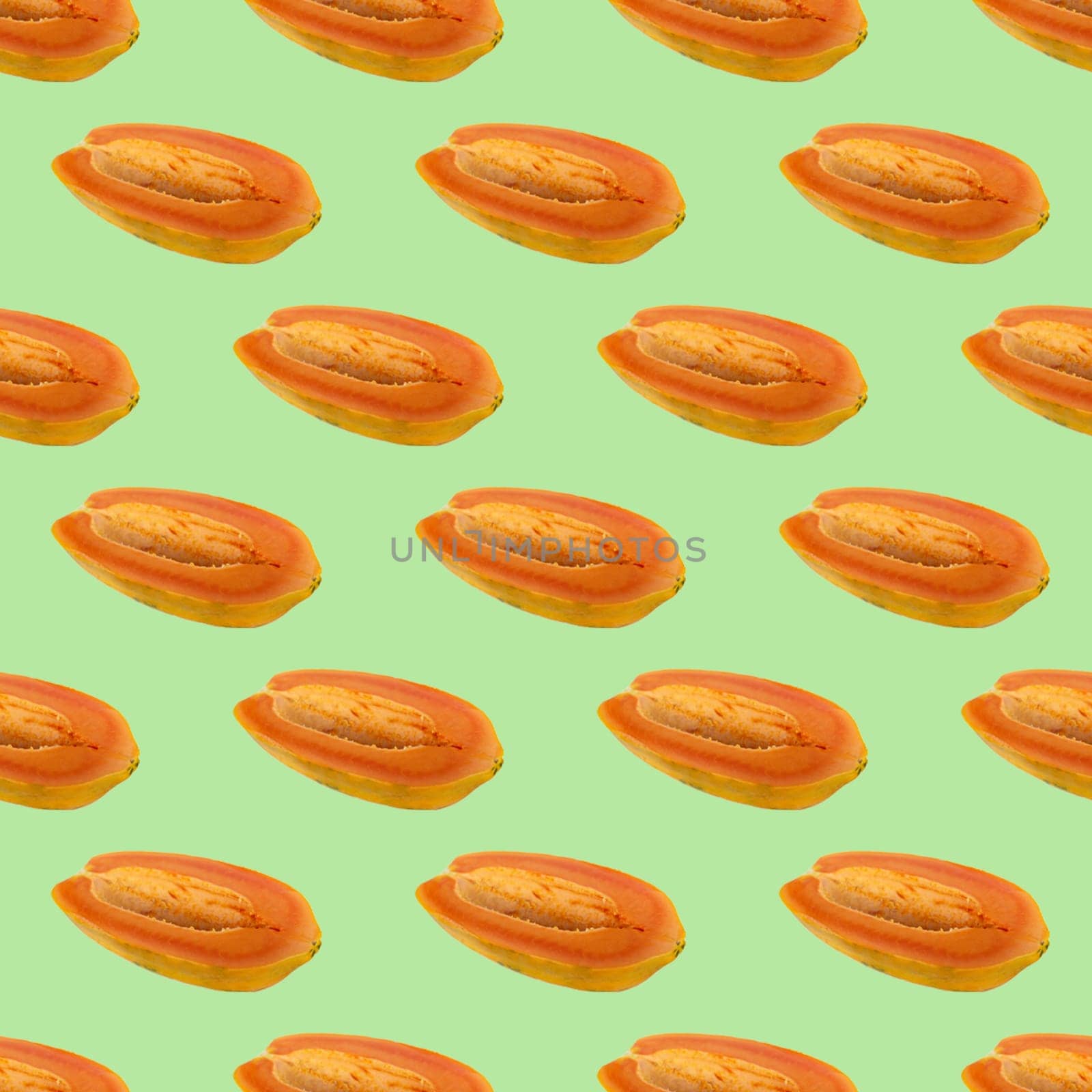 papaya pattern seamless on green background