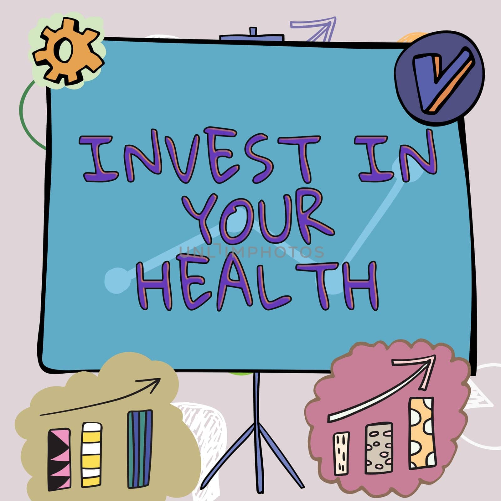 Text caption presenting Invest In Your Health, Business showcase Live a Healthy Lifestyle Quality Food for Wellness