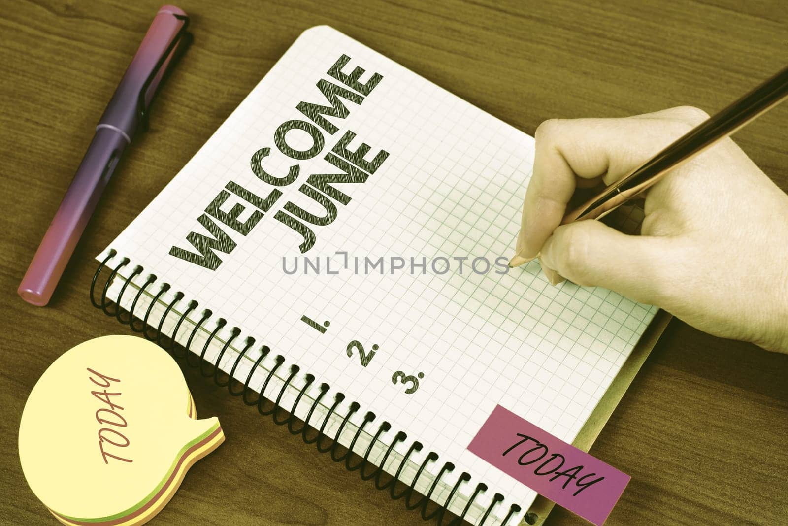 Handwriting text Welcome June, Business idea Calendar Sixth Month Second Quarter Thirty days Greetings