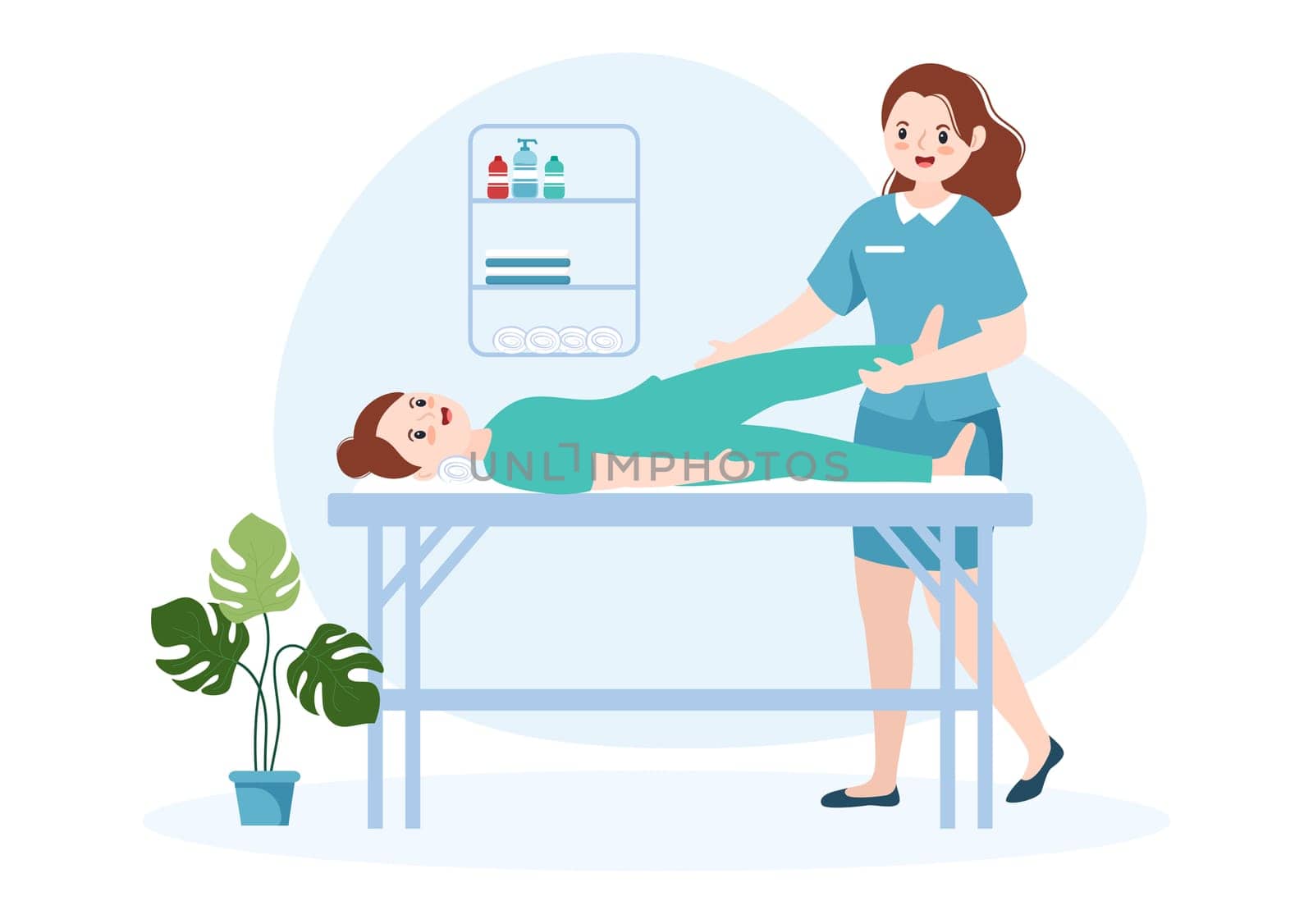 Chiropractor Flat Cartoon Hand Drawn Templates Illustration of Patient in Physiotherapy Rehabilitation with Osteopathy Specialist Natural Treatment