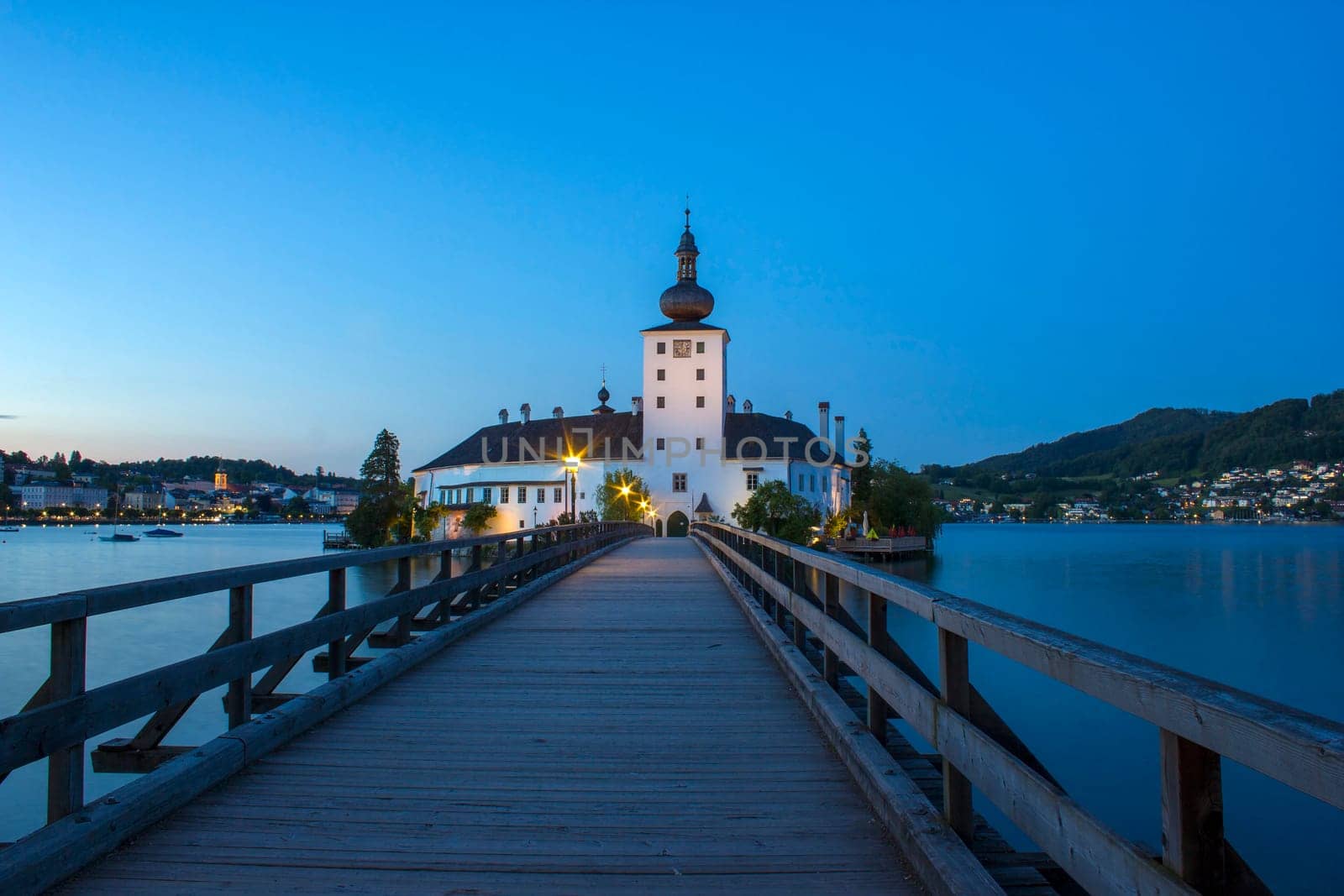 Castle Orth and lake Traunsee, Austria. Schloss Ort is an Austrian castle founded around year 1080 in Gmunden, Austria