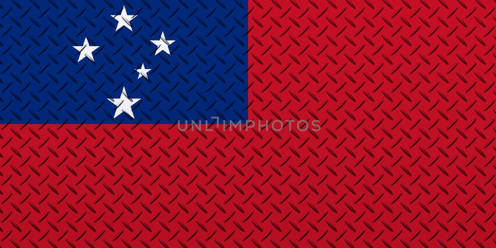 3D Flag of Samoa on a metal wall background.