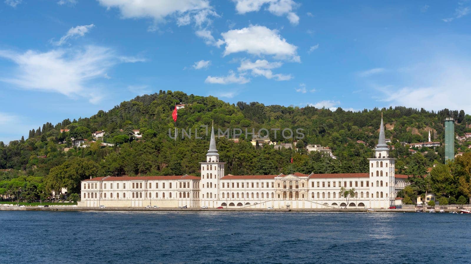 Kuleli Military High School, or Kuleli Askeri Lisesi, on shore of Bosphorus strait near to Bosphorus bridge, Istanbul, Turkey