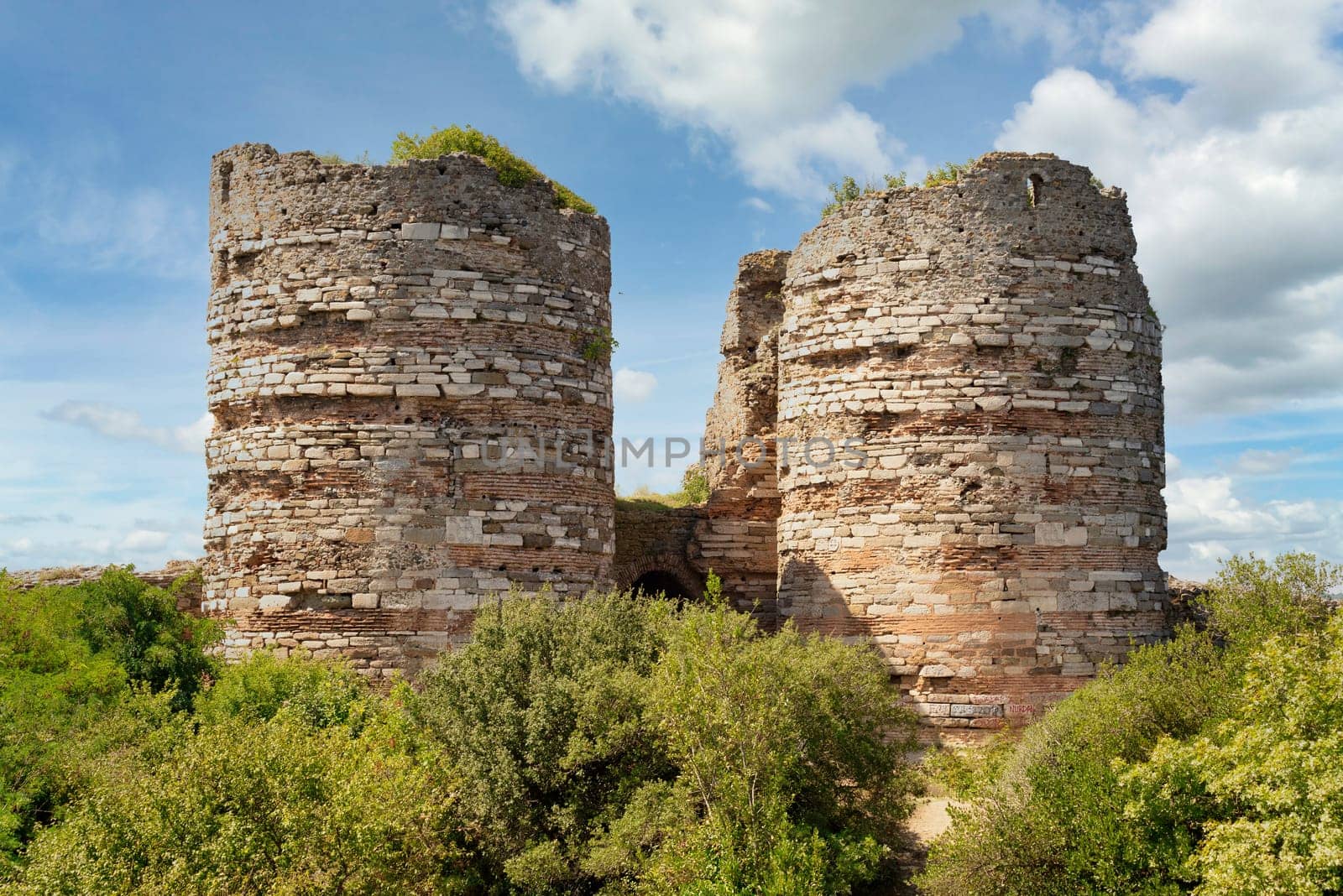 Ruins of Yoros Castle, Yoros Kalesi, or Genoese Castle, an ancient Byzantine castle at the confluence of Bosphorus and Black Sea in Anadolu Kavagi, Istanbul, Turkey