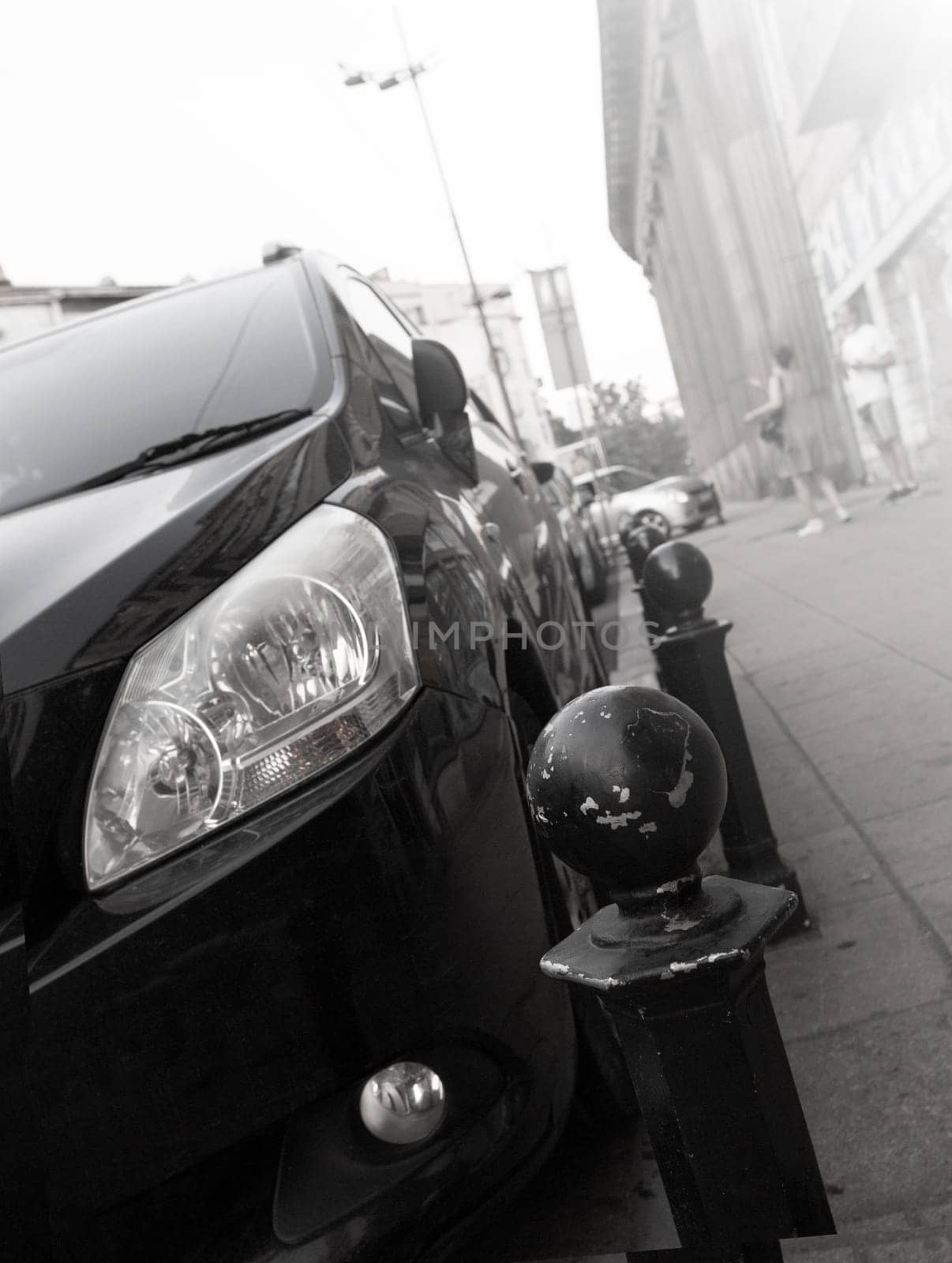 The Car headlights. Exterior closeup detail. Car detail