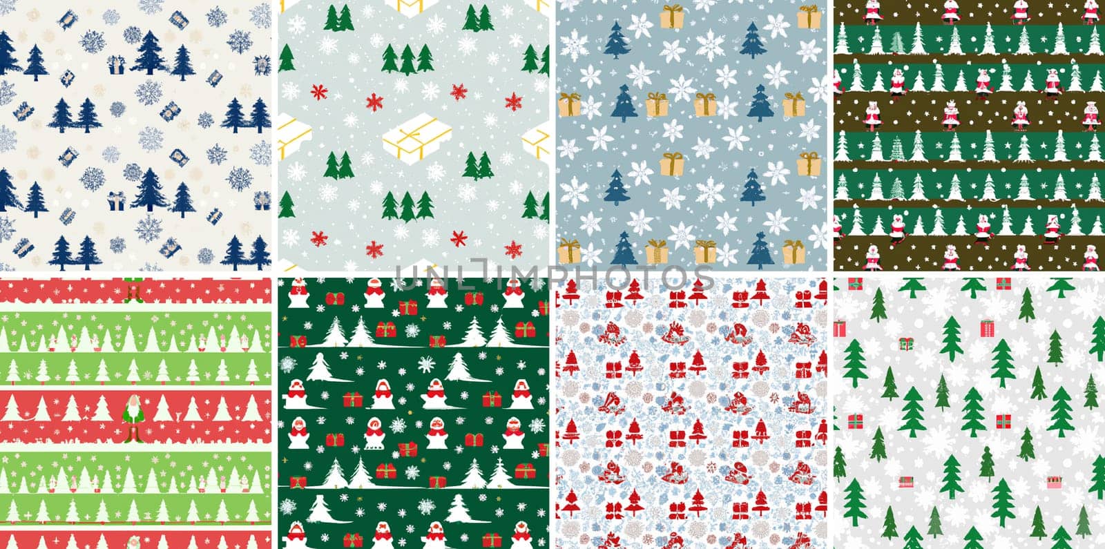 Illustration of a Christmas background with various holiday ornaments