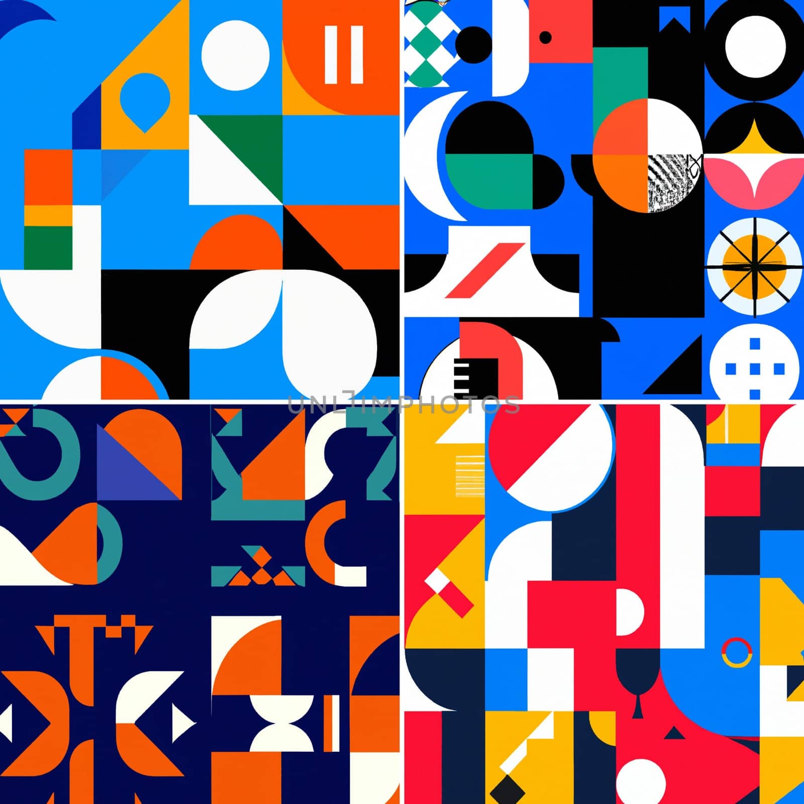 Image of an illustration composed of abstract geometric shapes and colors