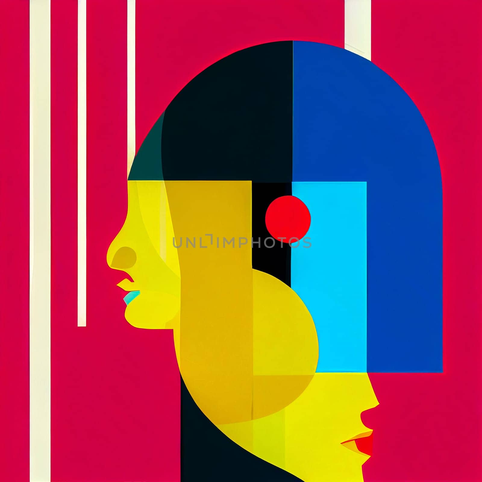 Abstract geometric face. Creative shapes design graphics with textured geometric shapes. Colorful geometric background.