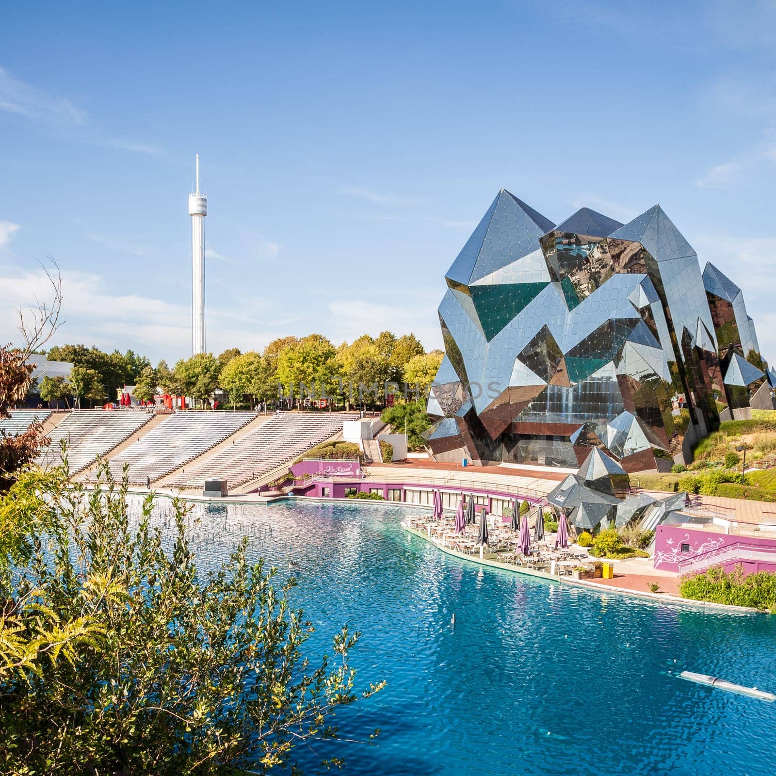 Poitiers, France - September 21 2010: Park of futuroscope attraction fun park, the Quartz building