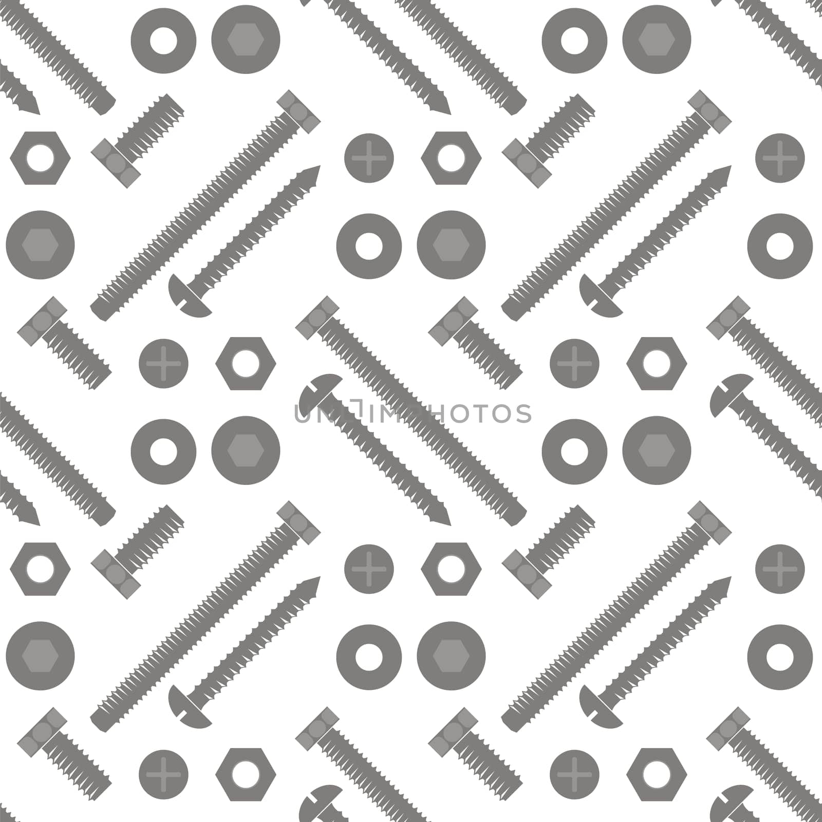 Screw hex bolt seamless pattern design illustration isolated on white background.