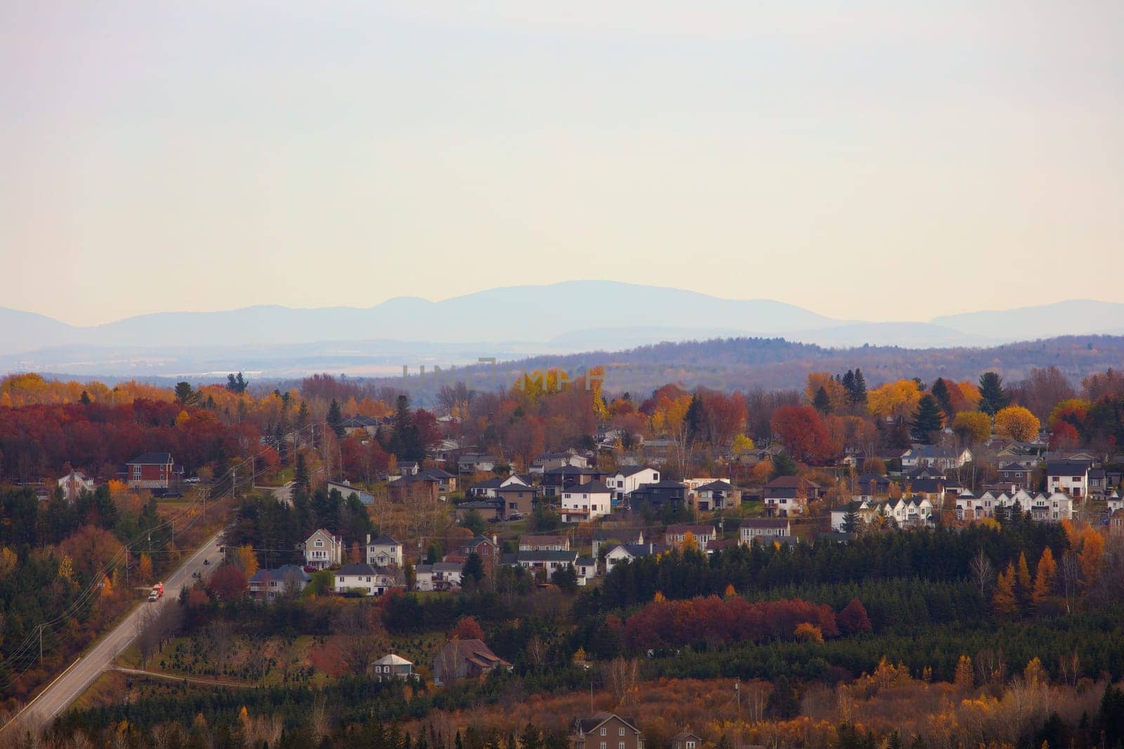 Sherbrooke Fleurimont canadian small town in the forest autumn landscape