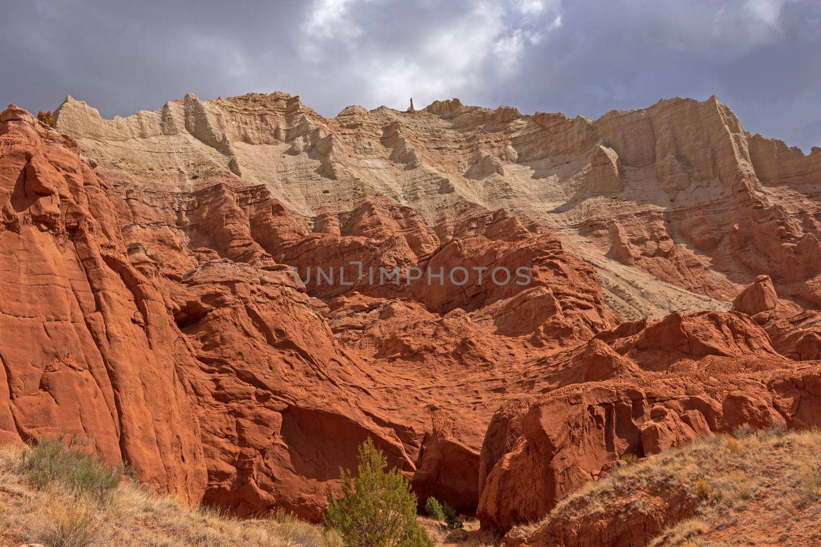 Colorful Sandstone Cliffs in a Remote Canyon in Kodachrome Basin State Park in Utah