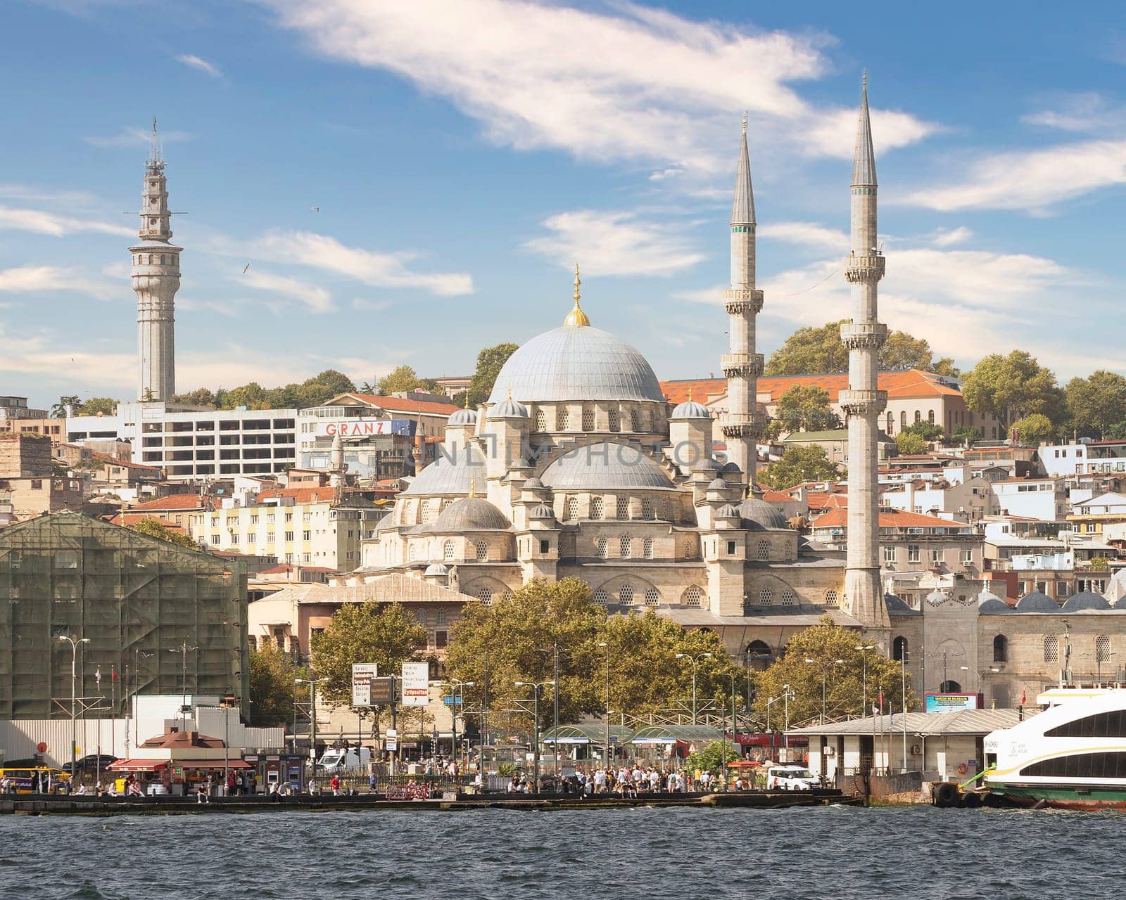 Istanbul city view from Eminonu square overlooking the Golden Horn Rustem Pasha Mosque, Istanbul, Turkey