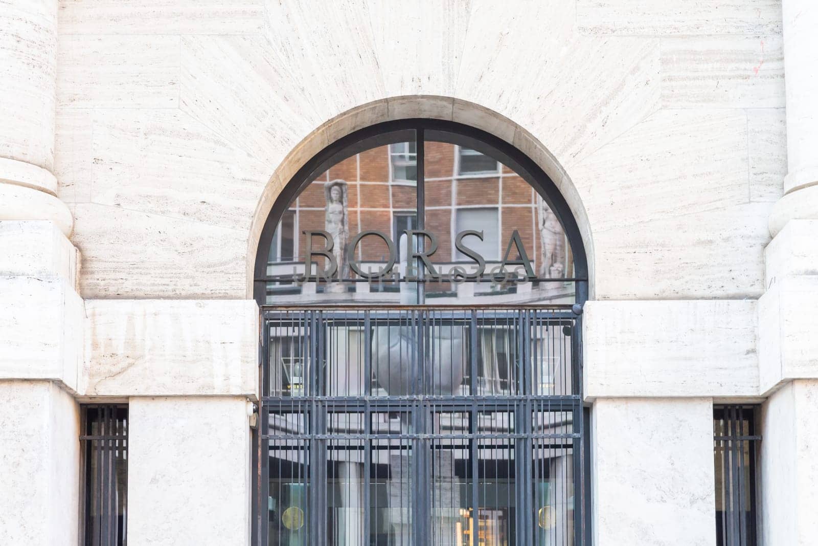 Milan, Italy - Circa March 2022: stock market building - Borsa di Milano, Italian finance and business core