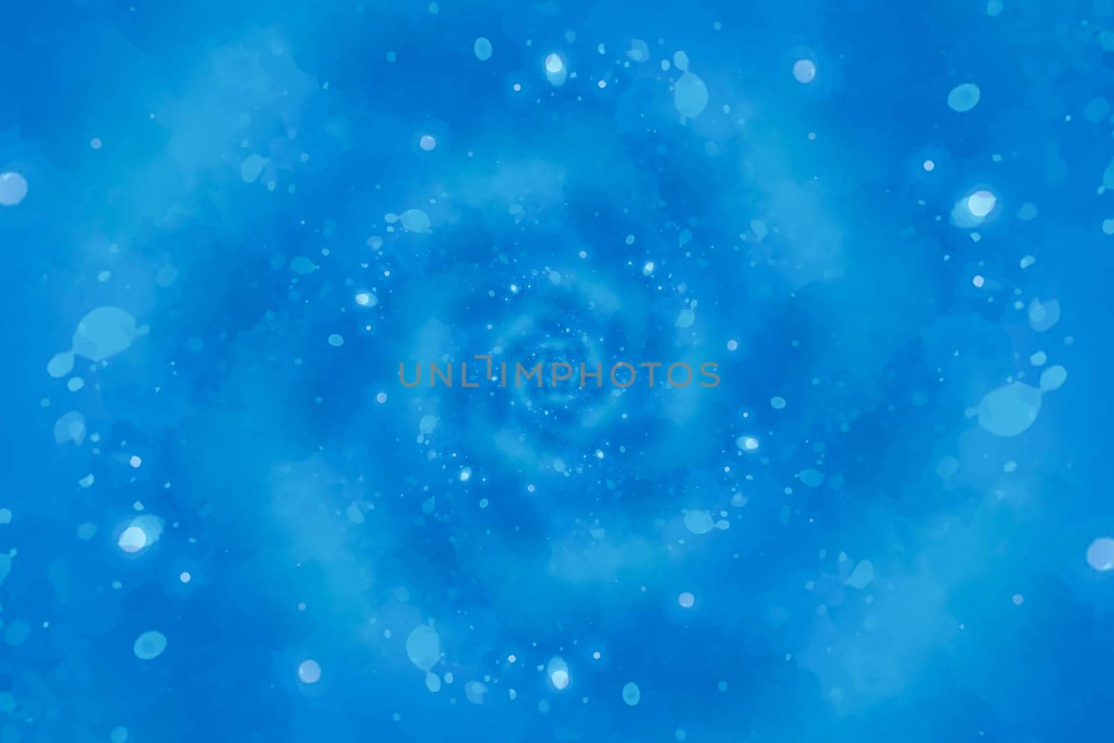Starry blue background with optical spiral and futuristic design.