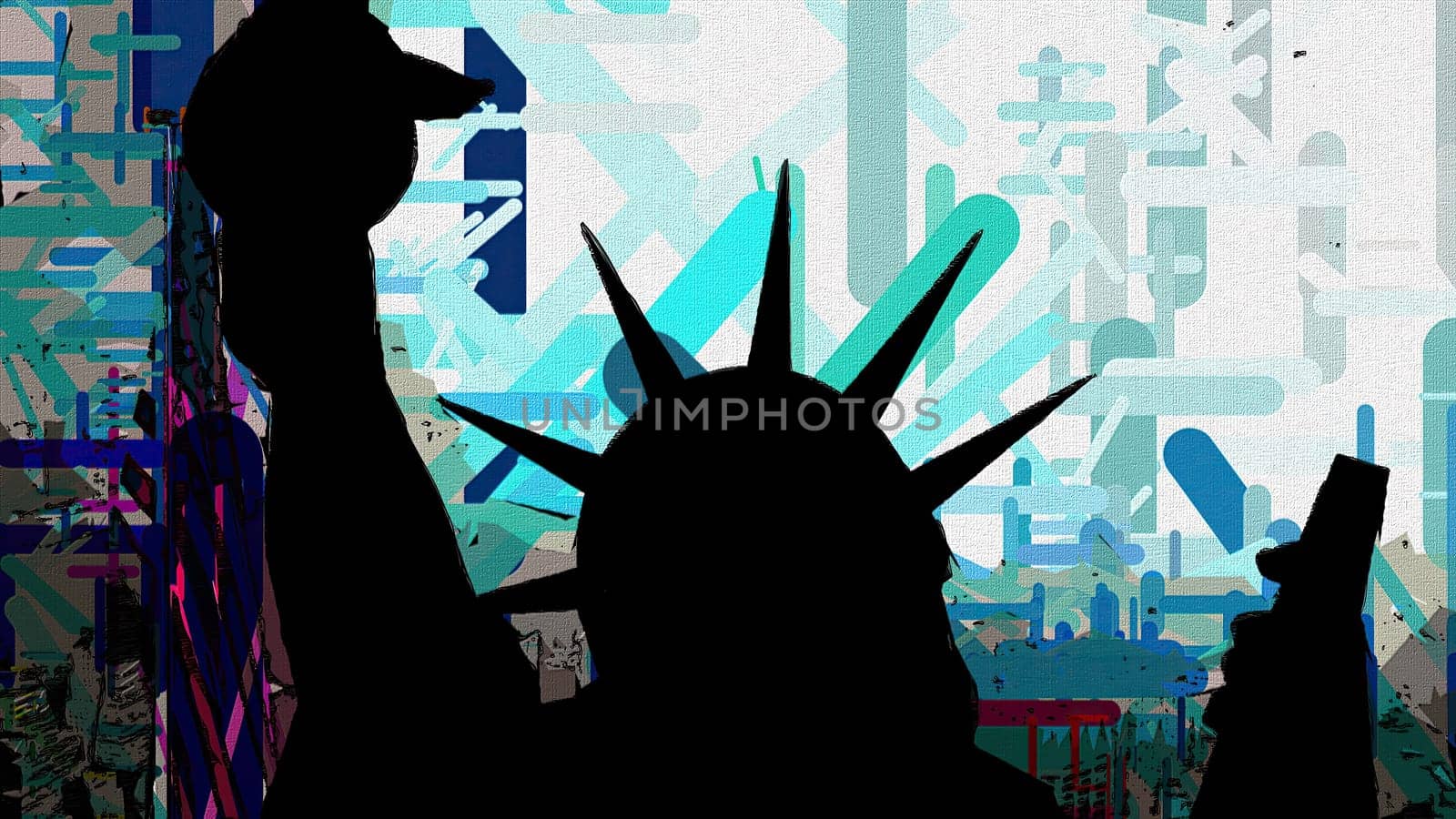 New York Statue of Liberty in a Pop Art Style,New York Statue of Liberty in a Pop Art Style