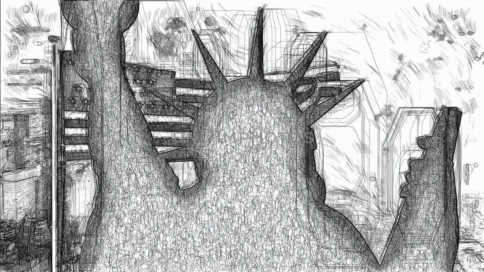 Statue of liberty hand draw digital art,Statue of liberty hand draw digital art