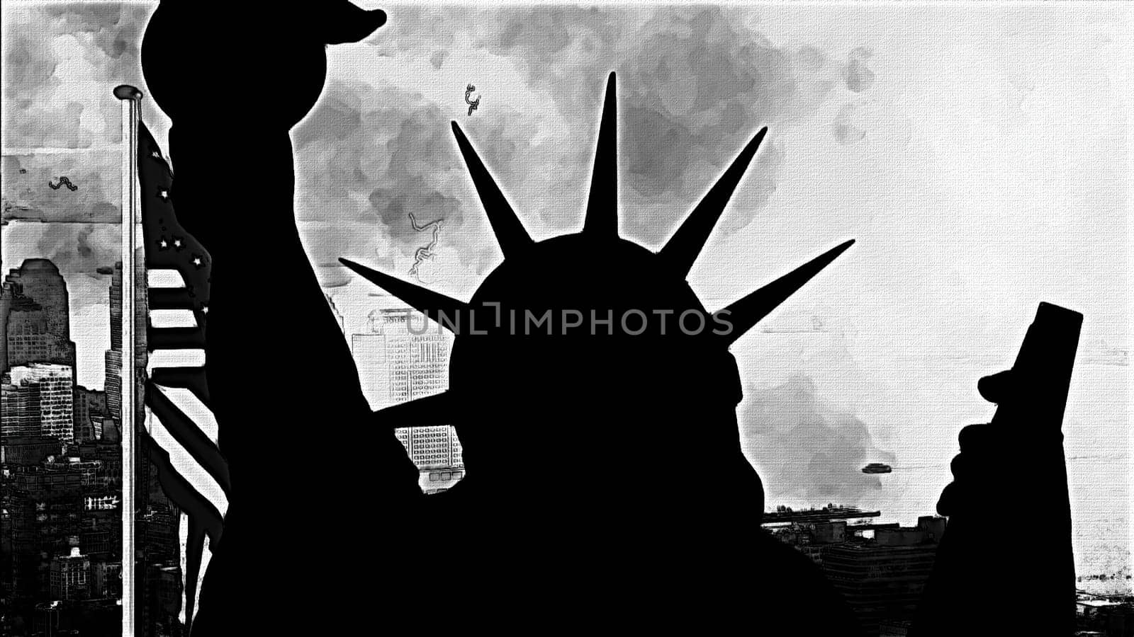 Statue of liberty hand draw digital art,Statue of liberty hand draw digital art