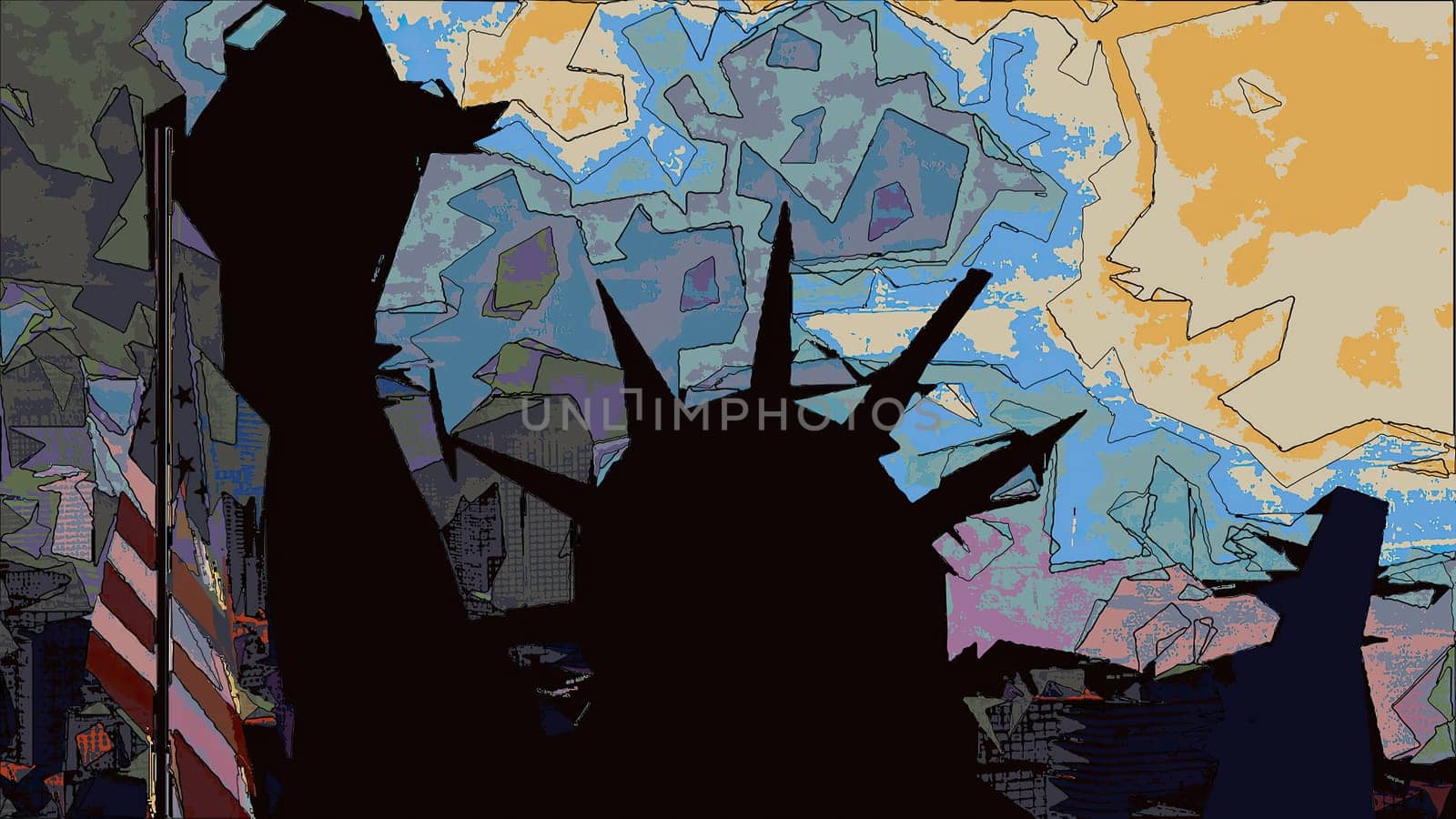 New York Statue of Liberty in a Pop Art Style,New York Statue of Liberty in a Pop Art Style