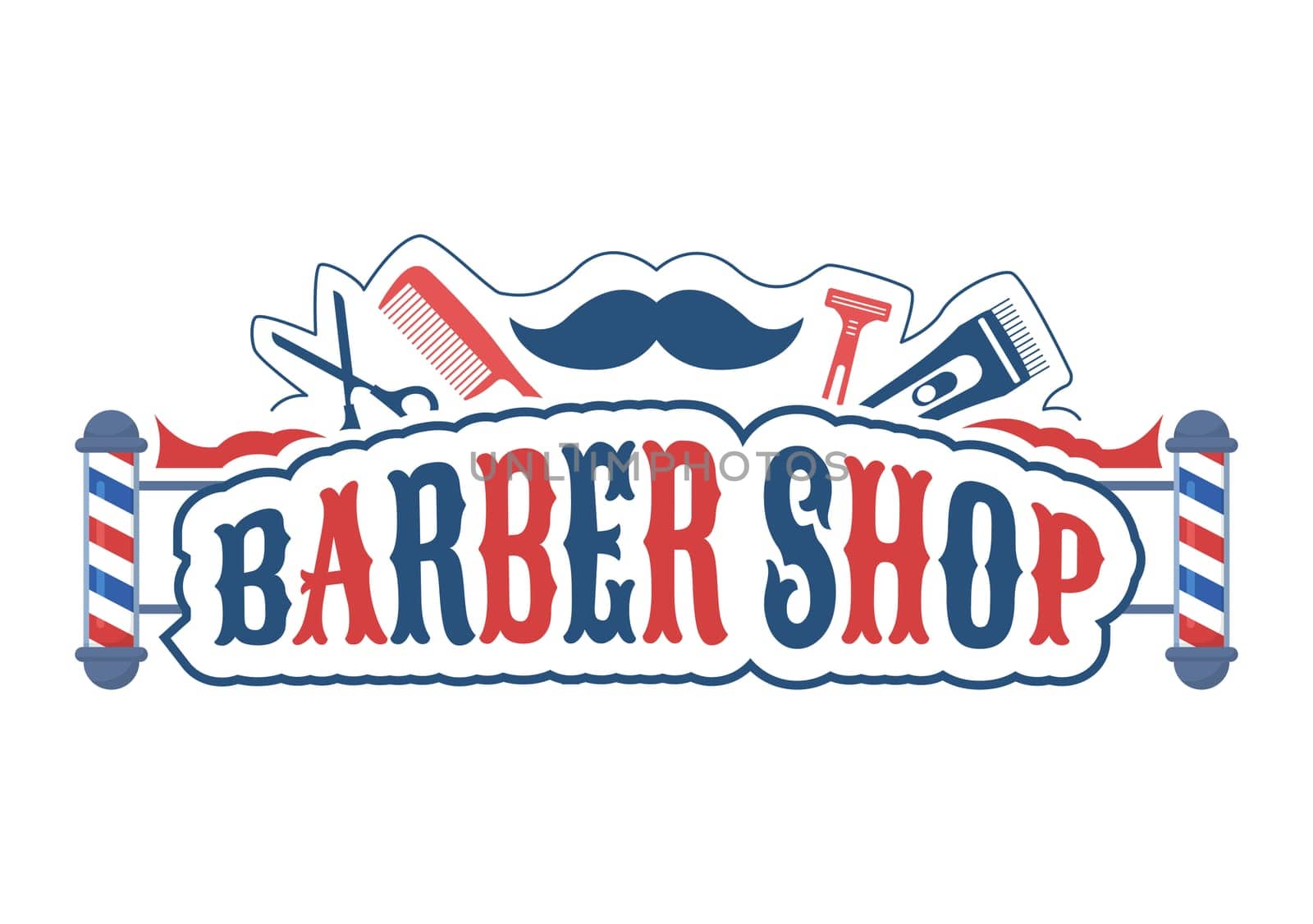 Barber Shop for Male or Female Clients Haircut with Mirrors, Desk and Hair Cutting Equipment in Flat Cartoon Hand Drawn Templates Illustration