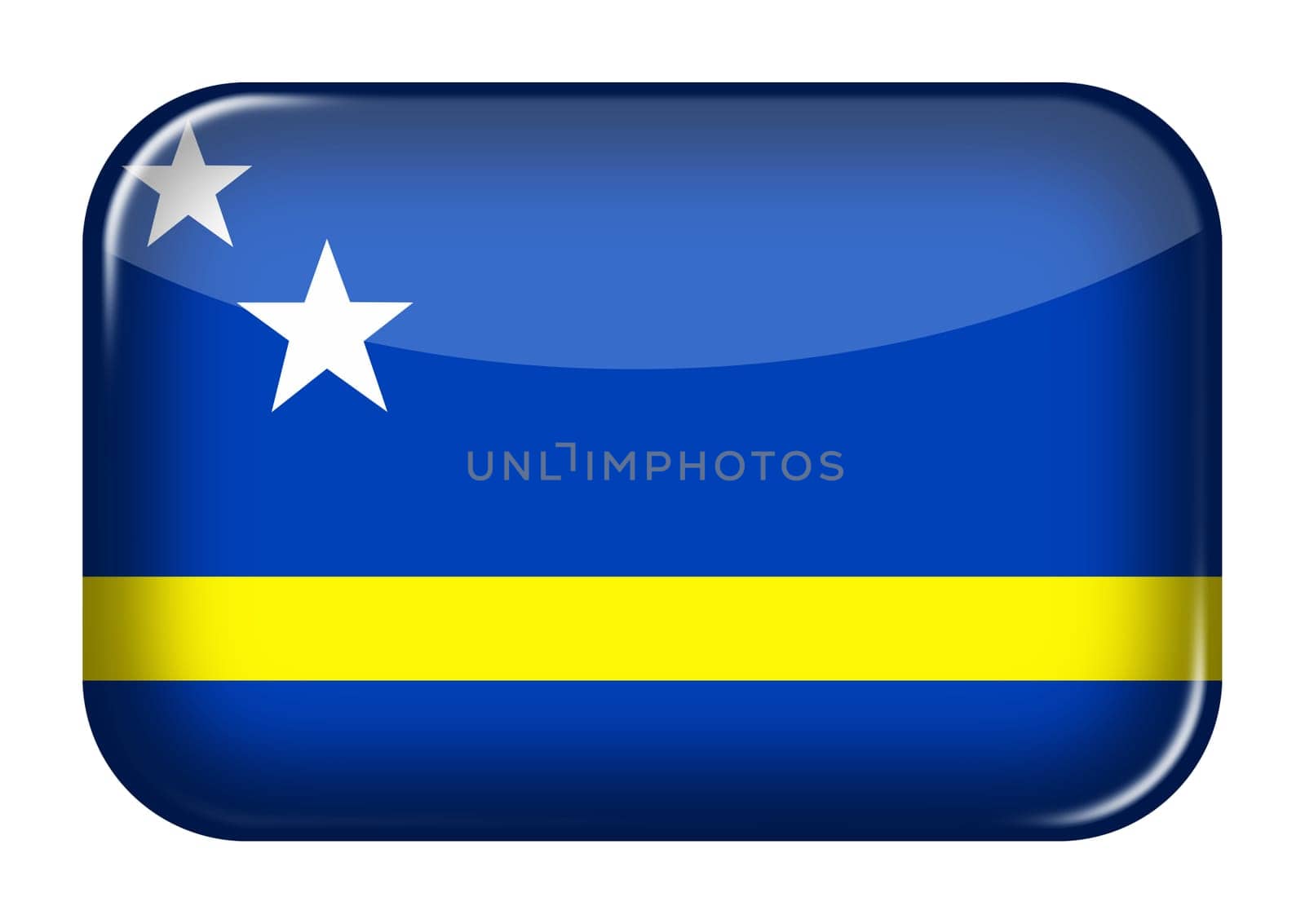 A Curacao web icon rectangle button with clipping path 3d illustration