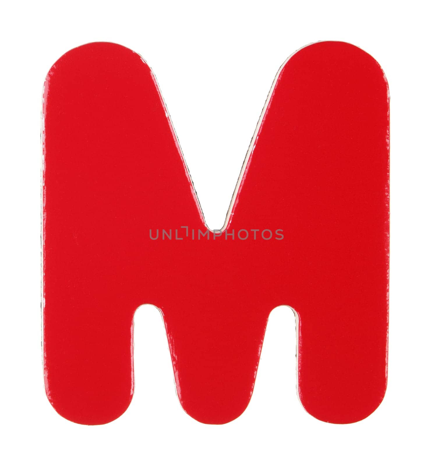 An upper case M magnetic letter on white with clipping path