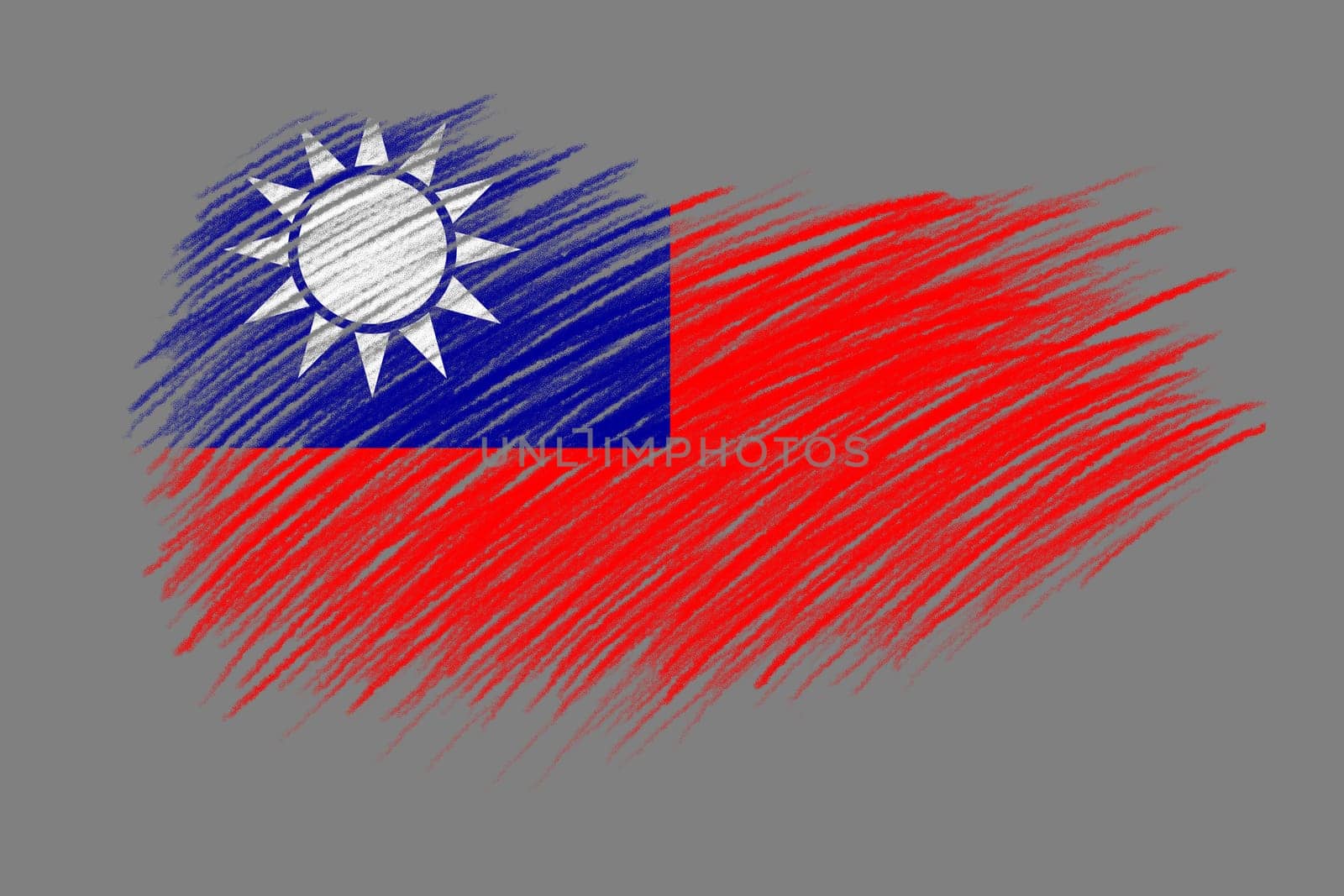 3D Flag of Republic of China on vintage style brush background.