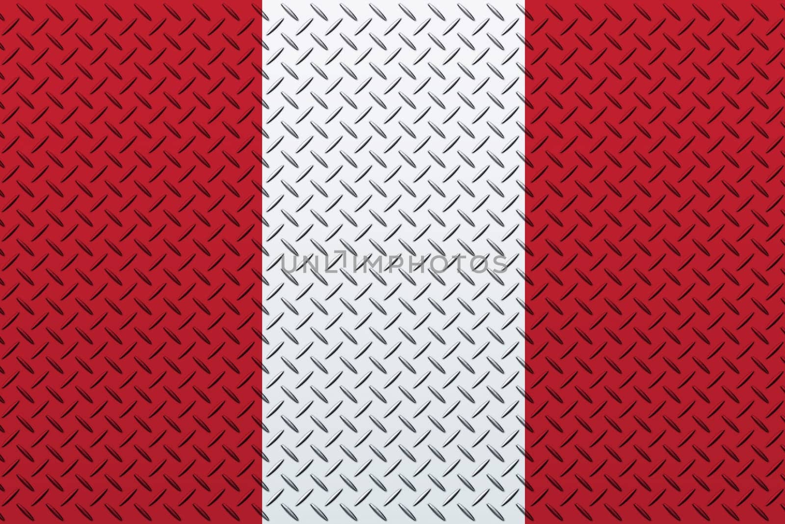 3D Flag of Peru on a metal wall background.