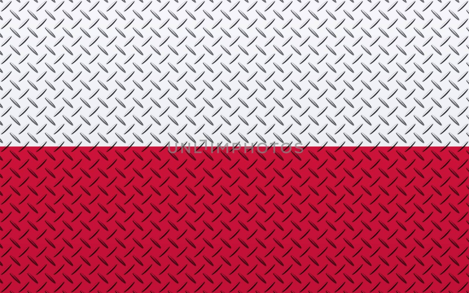 3D Flag of Poland on a metal wall background.