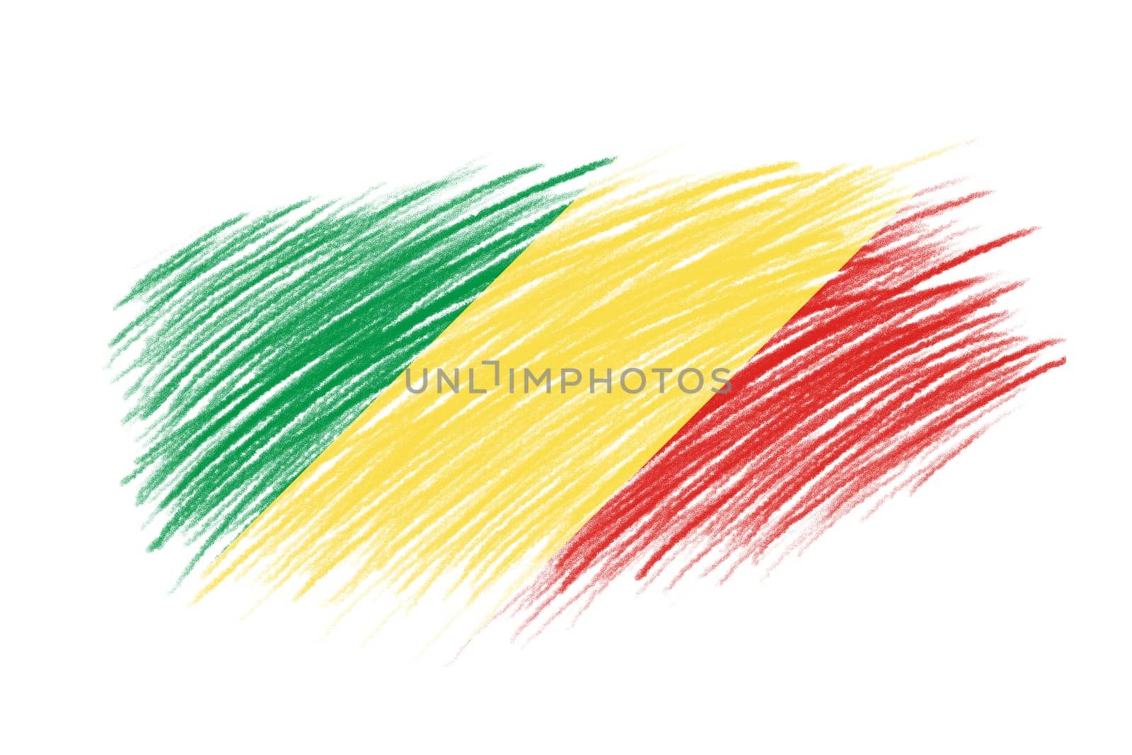 3D Flag of Republic of the Congo on vintage style brush background.