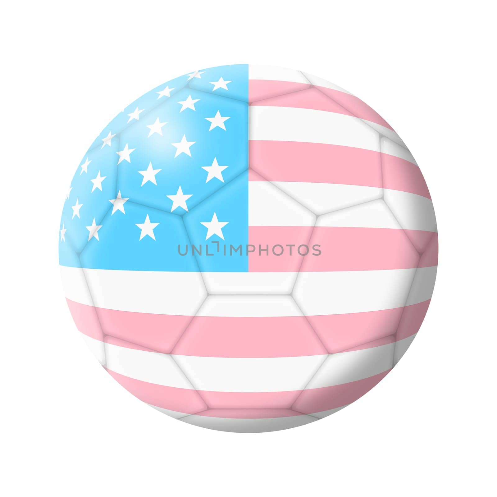 A United States of America trans gender soccer ball football illustration isolated on white with clipping path 3d illustration