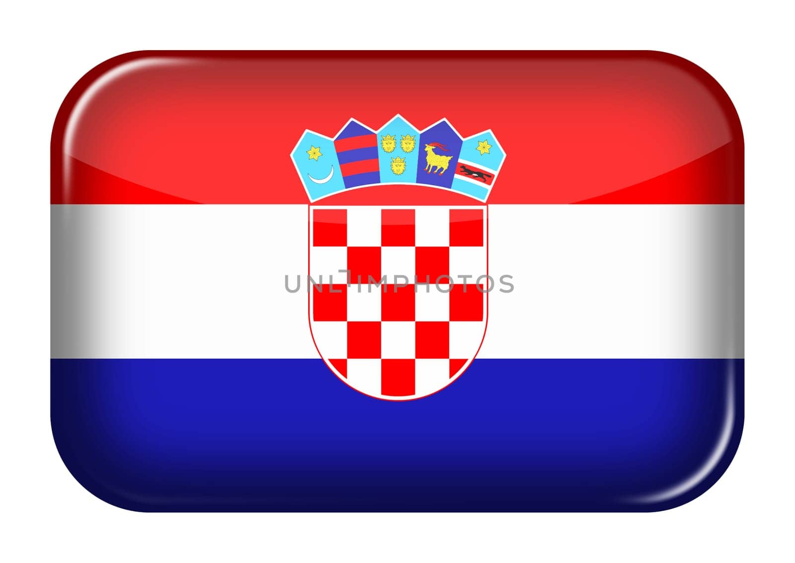 A Croatia web icon rectangle button with clipping path 3d illustration