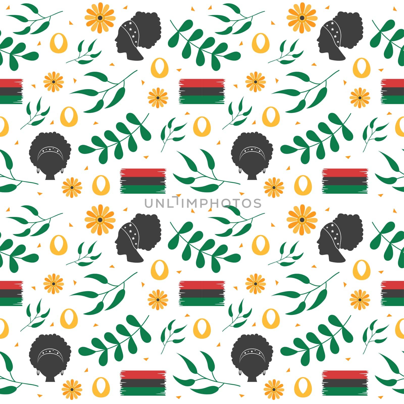 Happy Kwanzaa Holiday African Seamless Pattern Design with Festival Style Element on Template Hand Drawn Cartoon Flat Illustration