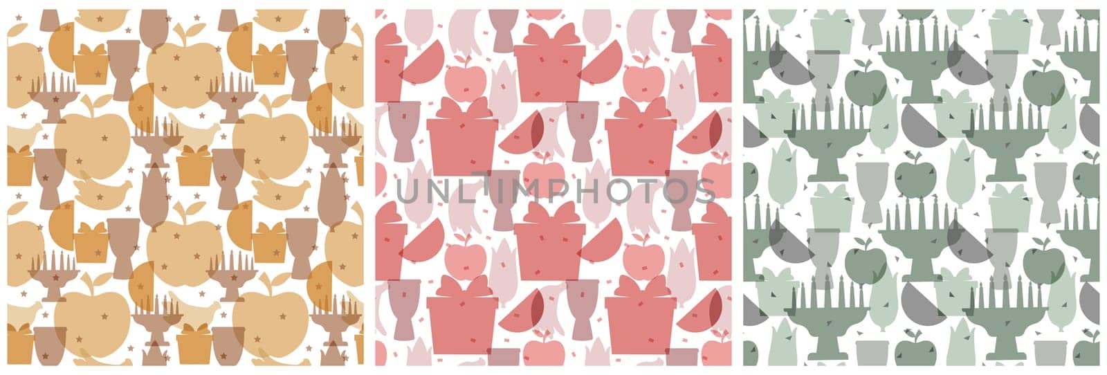 Set of Happy Kwanzaa Holiday African Seamless Pattern Design with Festival Style Element on Template Hand Drawn Cartoon Flat Illustration