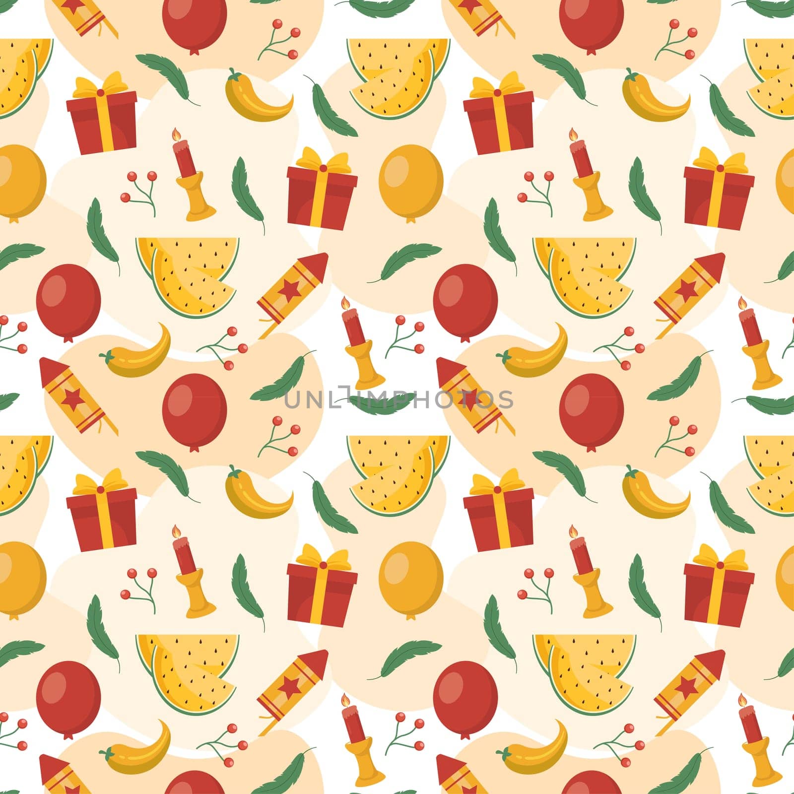 Happy Kwanzaa Holiday African Seamless Pattern Design with Festival Style Element on Template Hand Drawn Cartoon Flat Illustration