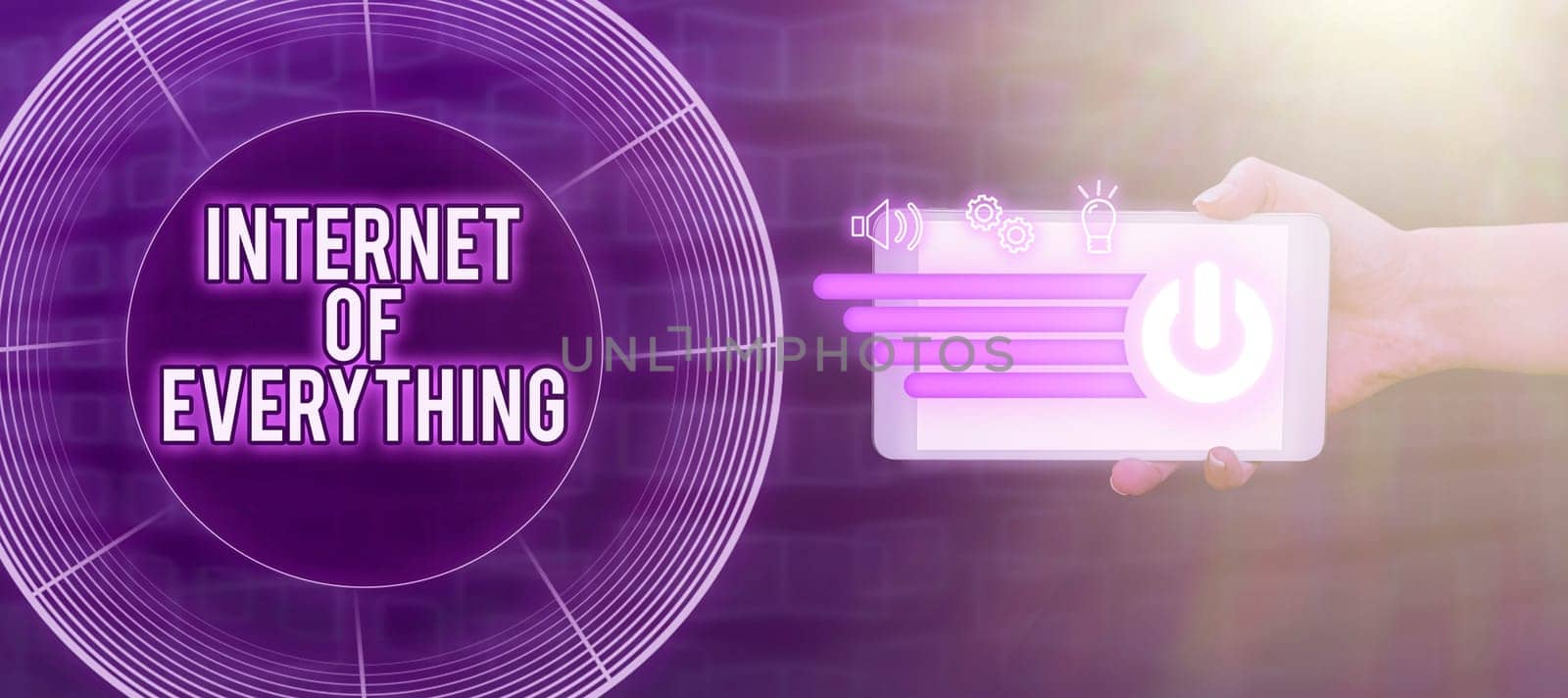 Conceptual caption Internet Of Everything, Business concept smart modern city and wireless communication network