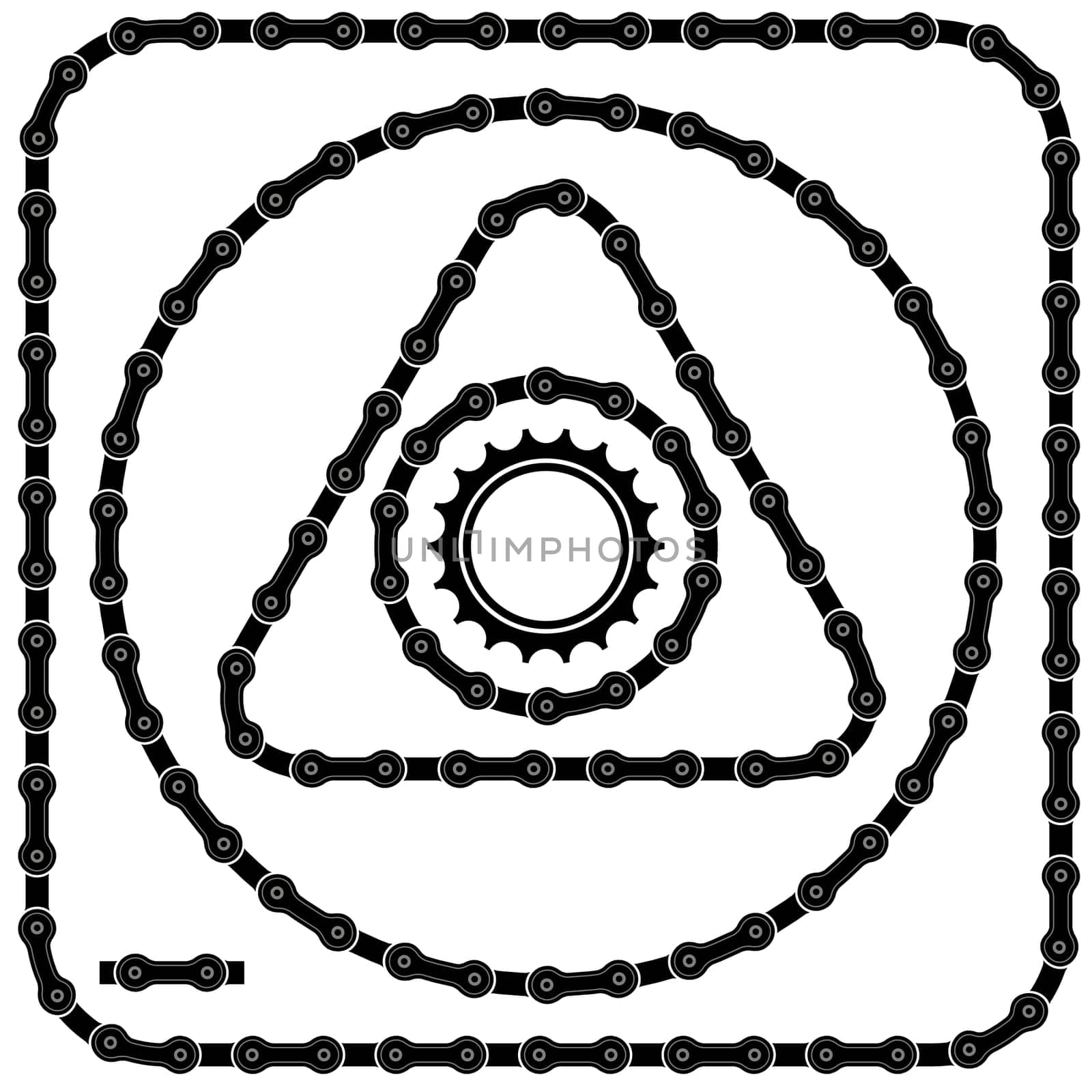 Set of Differente Bicicle Chain Frames Isolated on White Background.
