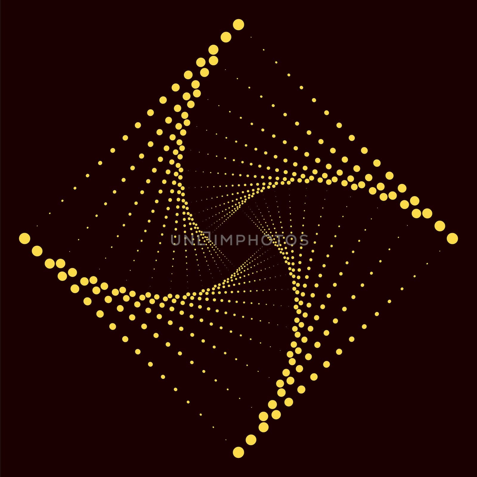 Square Dotted Yellow Icon Isolated on Black Background.
