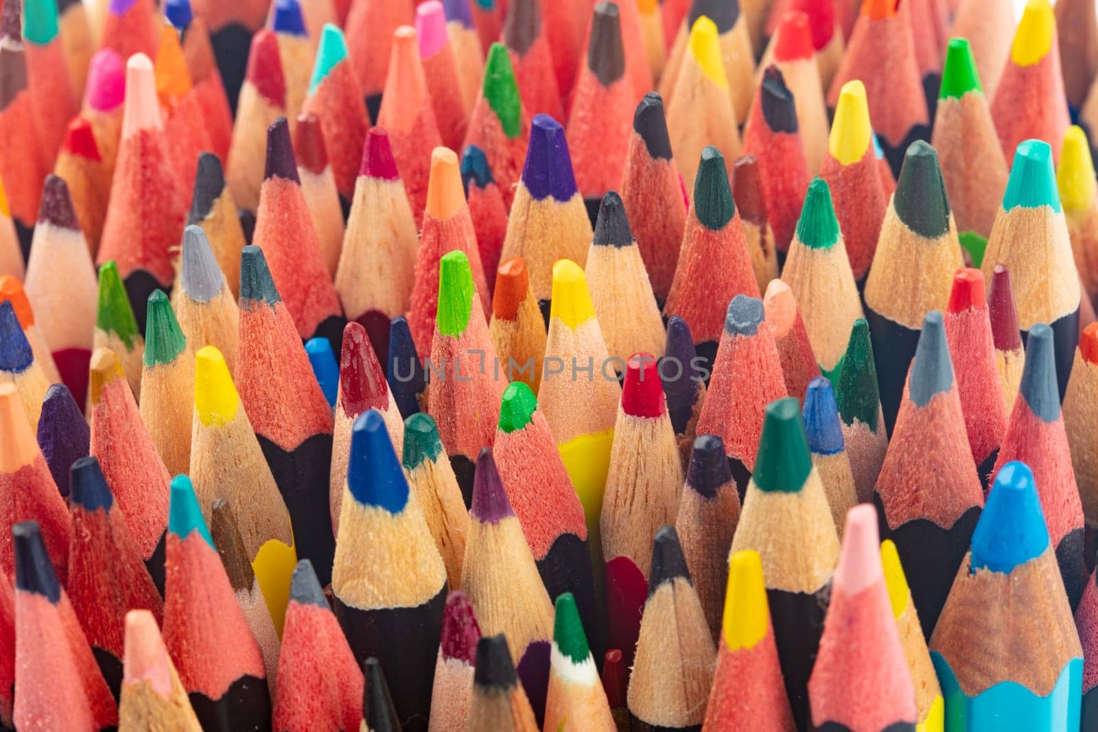 Macro from colored pencils in detail as background