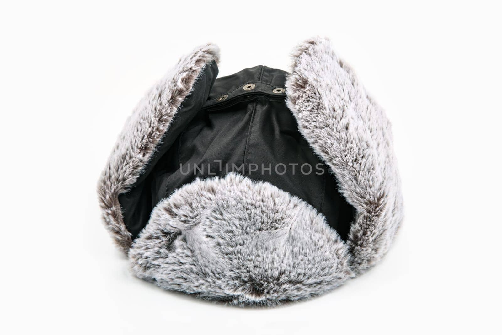 Winter Cap with fur imitation isolated over white background