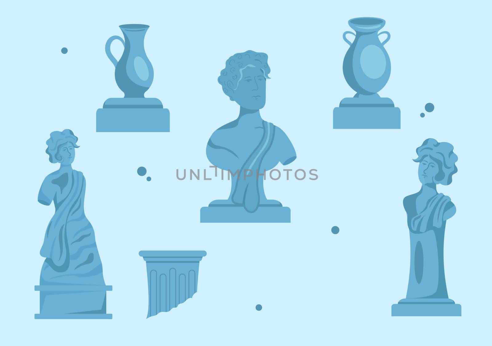 Contemporary Art Abstract Sculptures of Performance Standing in Exposition Hall or Museum on Flat Cartoon Hand Drawn Templates Illustration