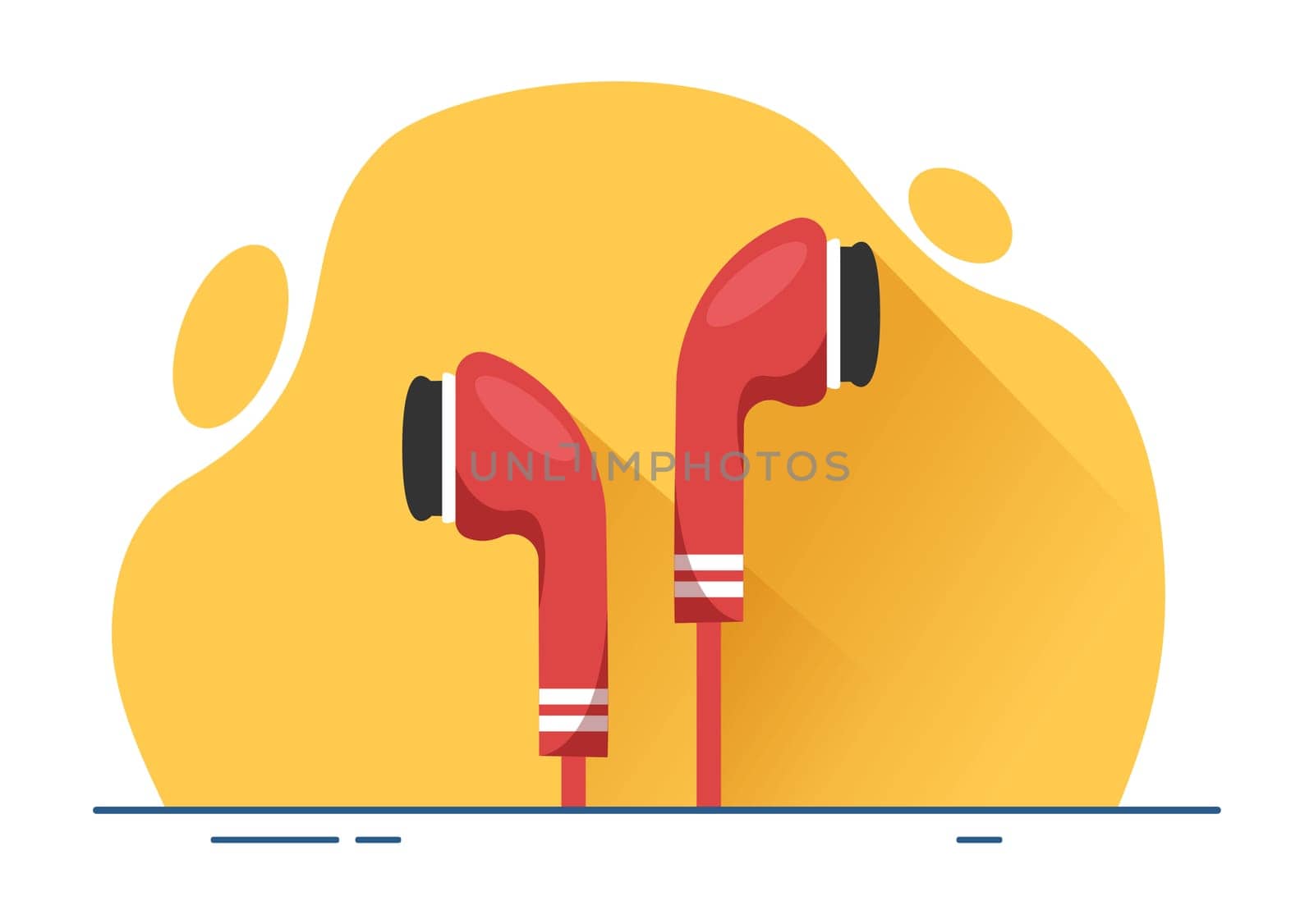 MP3 Player with Headphones, Headset and Phone of Music Listening Devices in Mobile App on Flat Cartoon Hand Drawn Templates Illustration