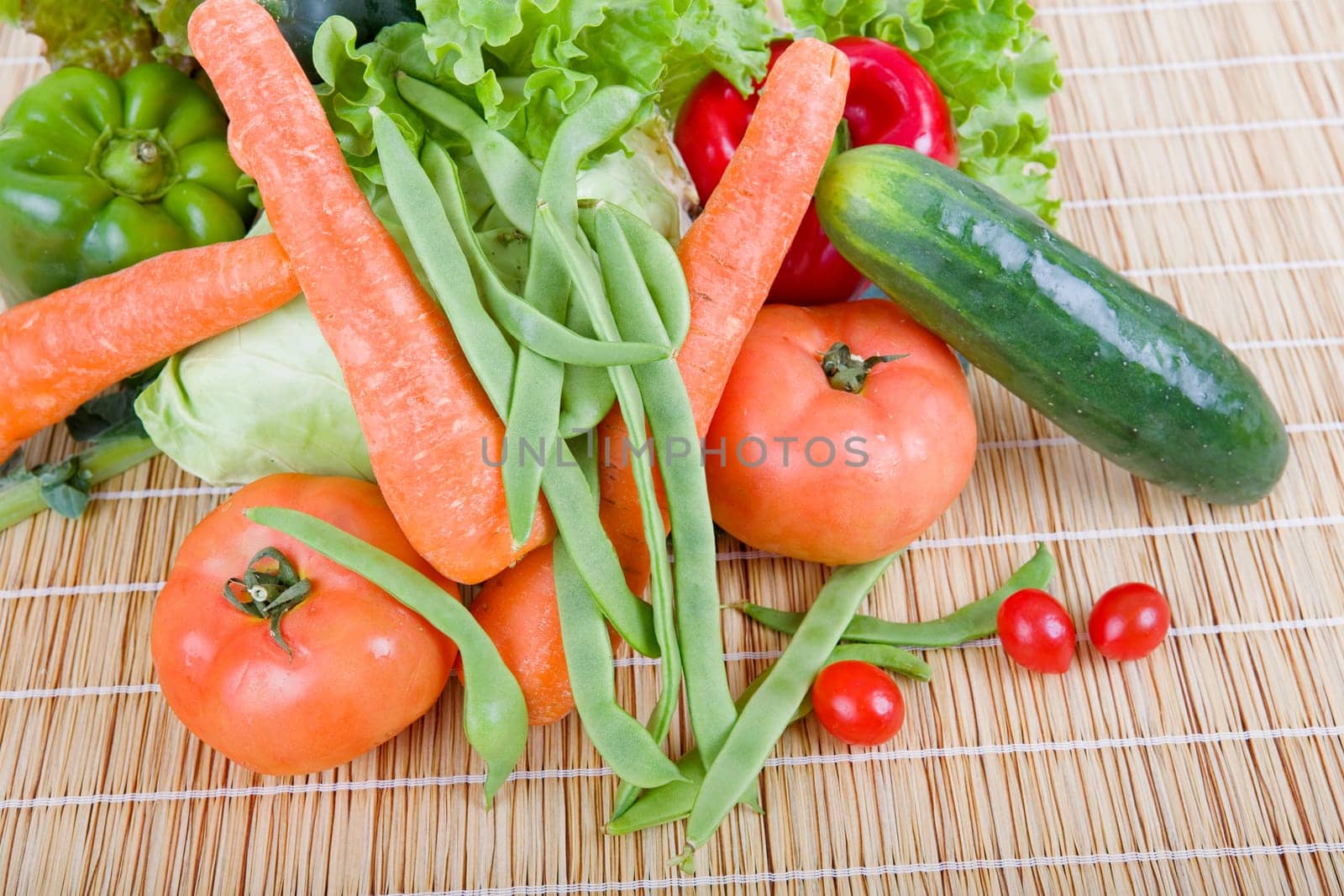 Fresh vegetables on wooden table